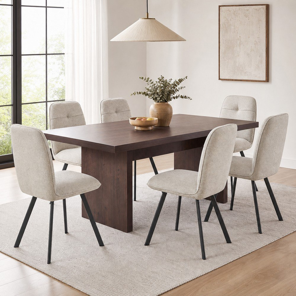 Riccardo Leonor 6-Seater Dining Set-hbxfurniture-diningtablesandsets-diningsets-sixseater-image-1