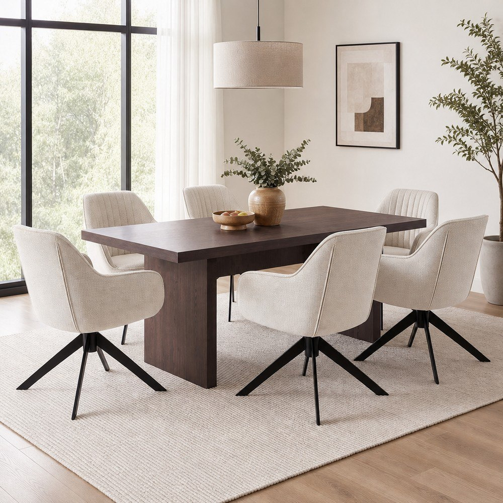 Riccardo Leonor 6-Seater Dining Set-hbxfurniture-diningtablesandsets-diningsets-sixseater-image-1