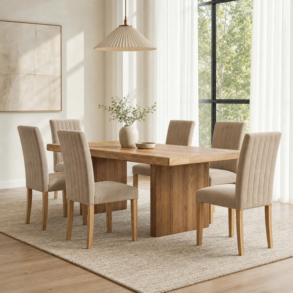 Cavon Clayton Bali 6-Seater Solid Wood Dining Set-hbxfurniture-diningtablesandsets-diningsets-sixseater-image-1