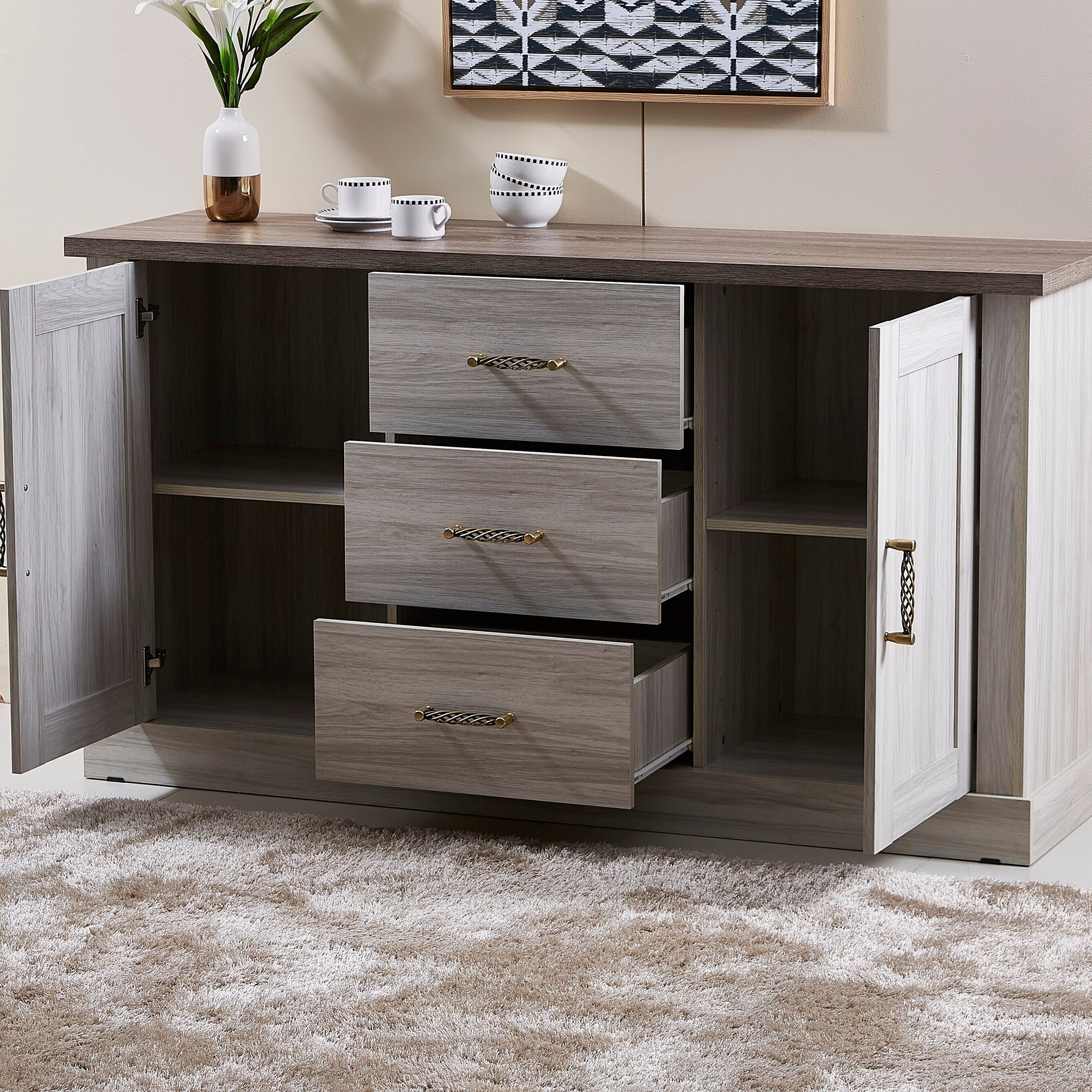 طقم طاولة سفرة لـ6 مقاعد مع خزانة جانبية من أنجيليك-hbxfurniture-diningtablesandsets-diningsets-sixseater-image-16