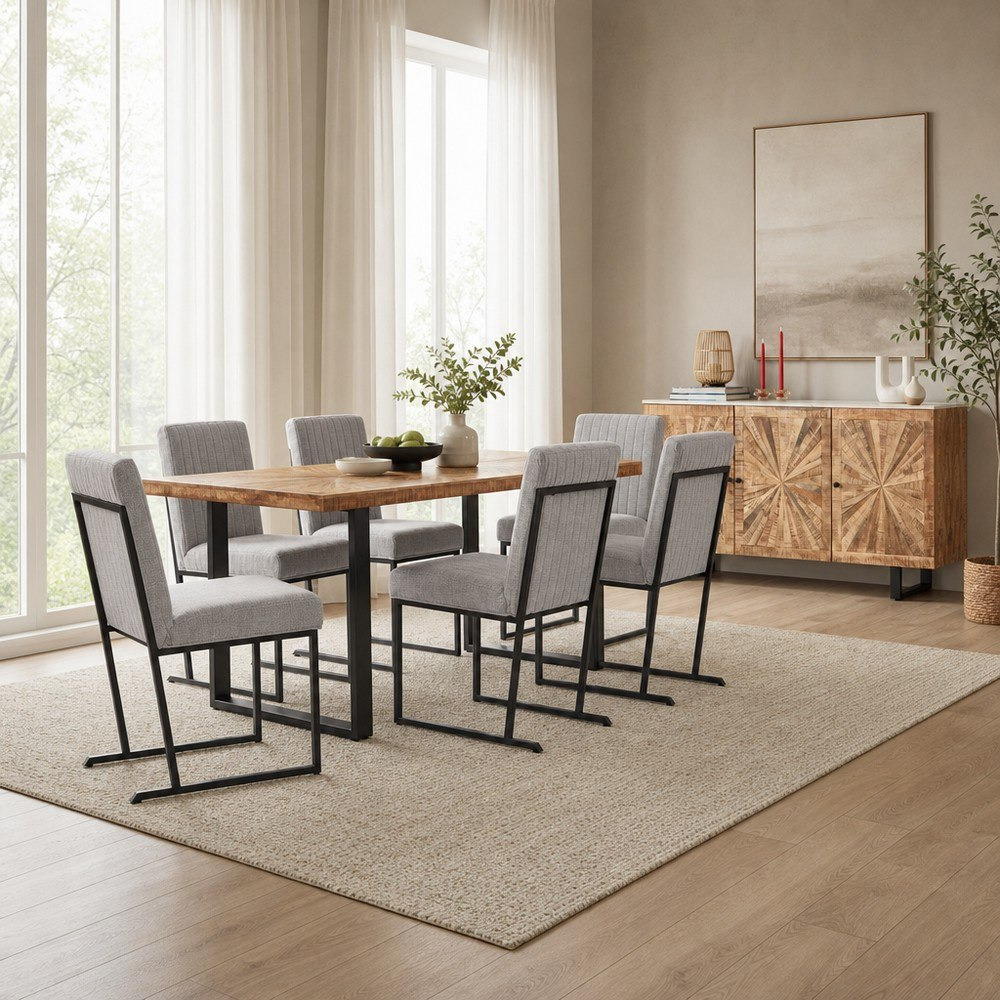 Cavon Florya Iris 6-Seater Solid Wood Top Dining Set with Sideboard-hbxfurniture-diningtablesandsets-diningsets-sixseater-image-1