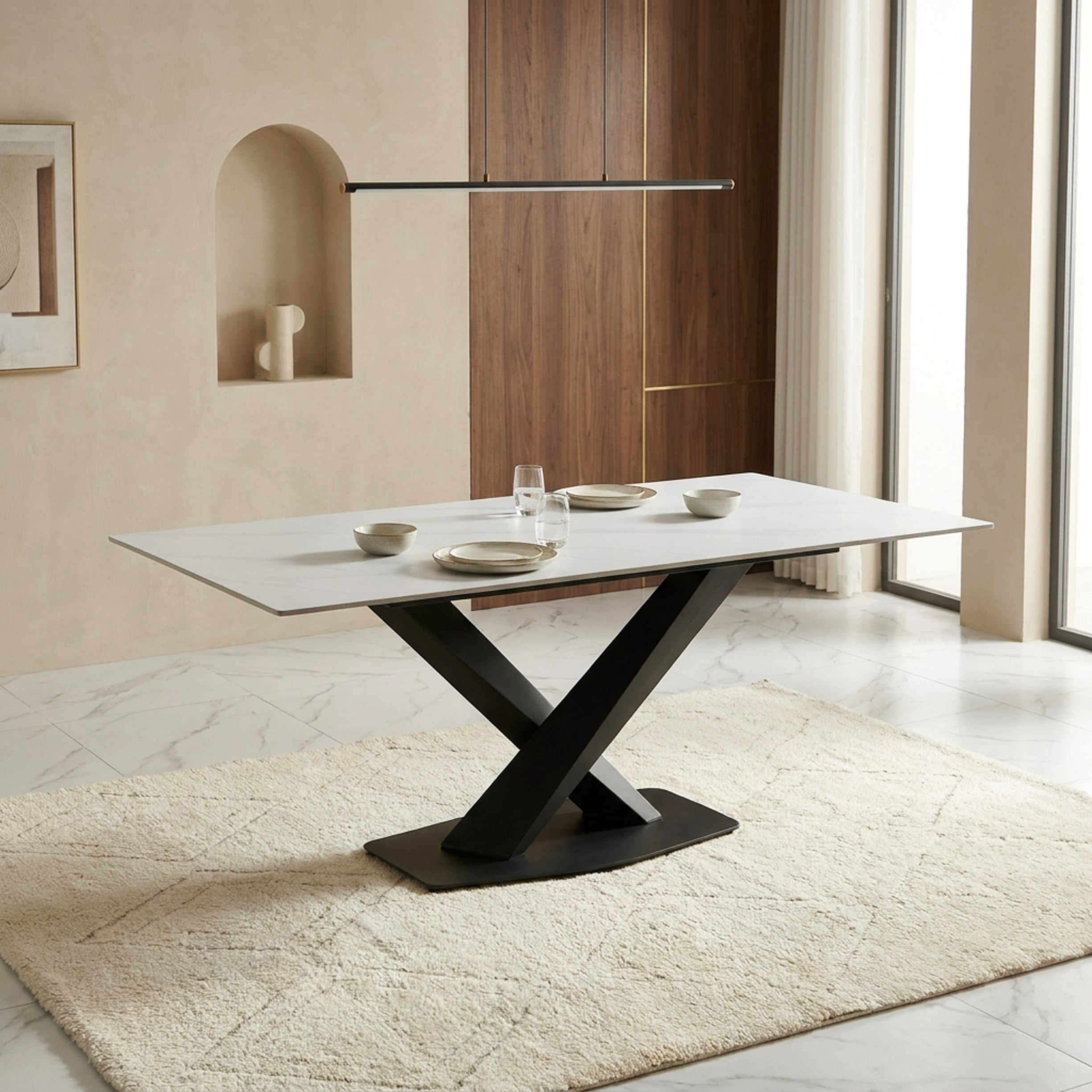 Baron Welwick 6-Seater Sintered Stone Dining Set-hbxfurniture-diningtablesandsets-diningsets-sixseater-image-2