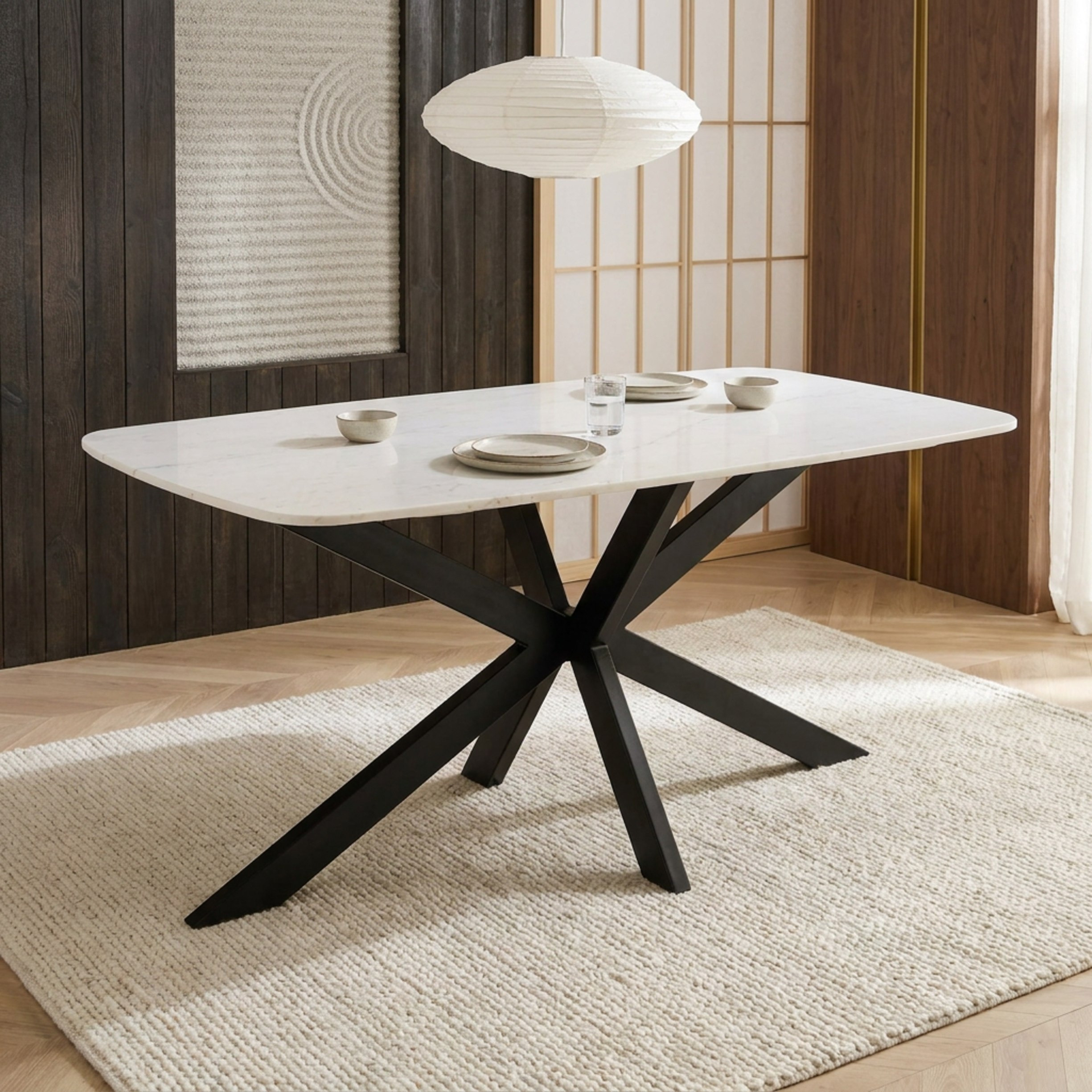 طقم طاولة سفرة بسطح من الرخام الطبيعي لـ6 مقاعد مع خزانة جانبية من كافون بورتولا وينشستر-hbxfurniture-diningtablesandsets-diningsets-sixseater-image-3