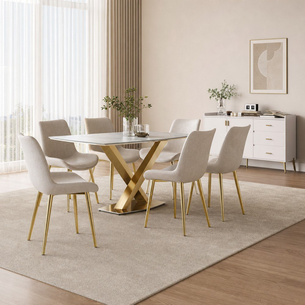Baron 6-Seater Sintered Stone Dining Set with Pearl1.5 Metre Sideboard-hbxfurniture-diningtablesandsets-diningsets-sixseater-image-1