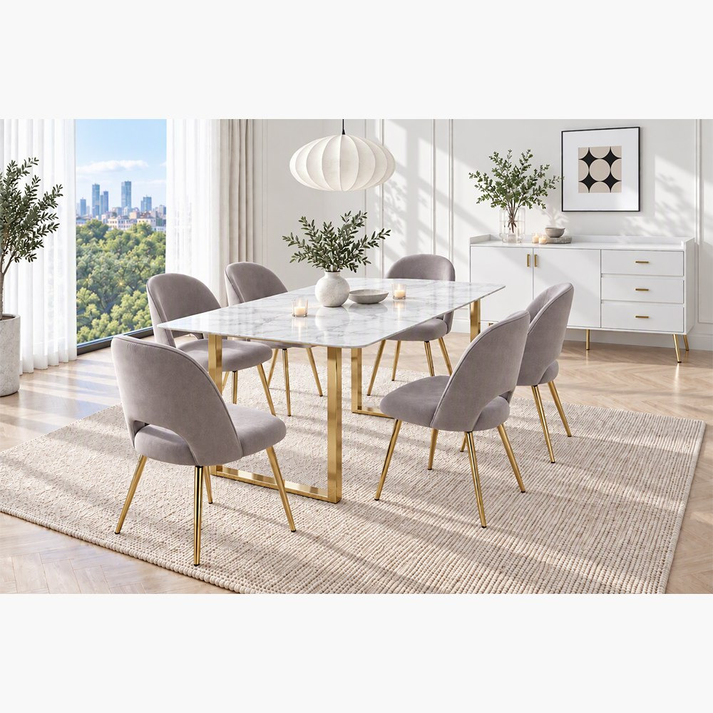 Pearl 6-Seater Sintered Stone Dining Set with Pearl 1.5 Metre Sideboard-hbxfurniture-diningtablesandsets-diningsets-sixseater-image-1