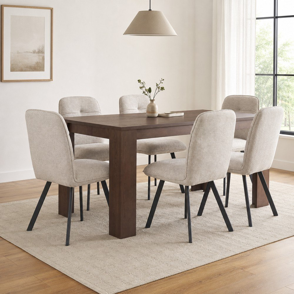 طقم طاولة سفرة لـ 6 مقاعد من ريكاردو باسيل-hbxfurniture-diningtablesandsets-diningsets-sixseater-image-1