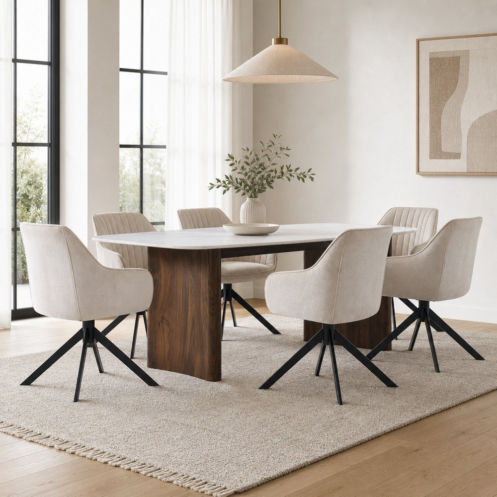 طقم طاولة سفرة بسطح رخامي لـ6 مقاعد من فيلاسكو وينشستر-hbxfurniture-diningtablesandsets-diningsets-sixseater-image-1