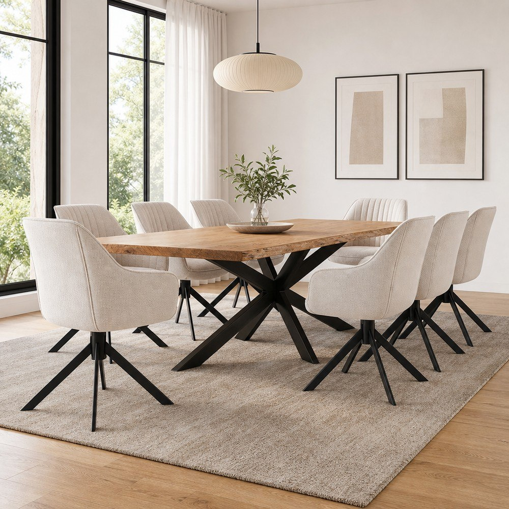Vendra Clifton Winchester 8-Seater Live Edge Solid Wood Dining Set-hbxfurniture-diningtablesandsets-diningsets-eightseater-image-1
