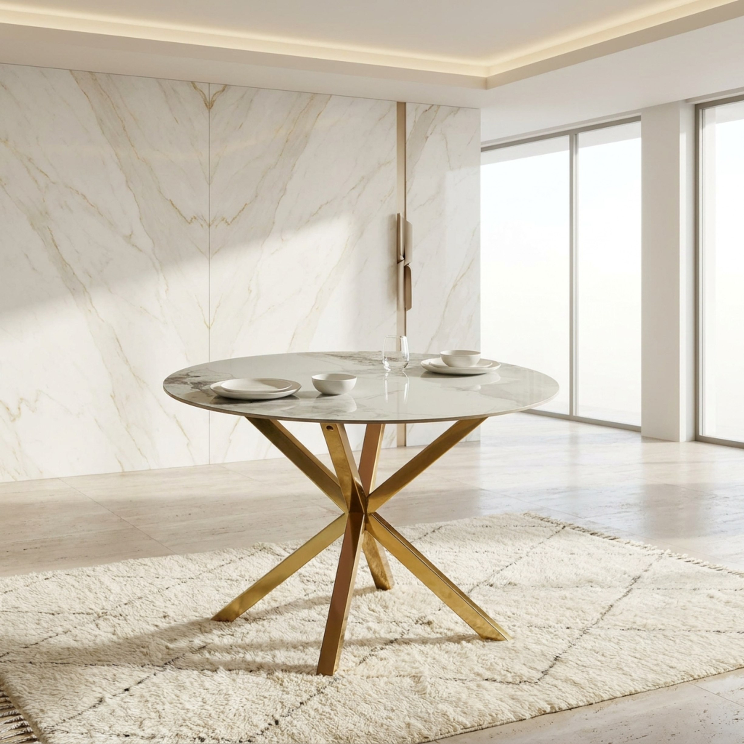 Welwick Winchester 4-Seater Round Sintered Stone Dining Set-hbxdiningroom-diningtablesandsets-diningsets-fourseater-image-2