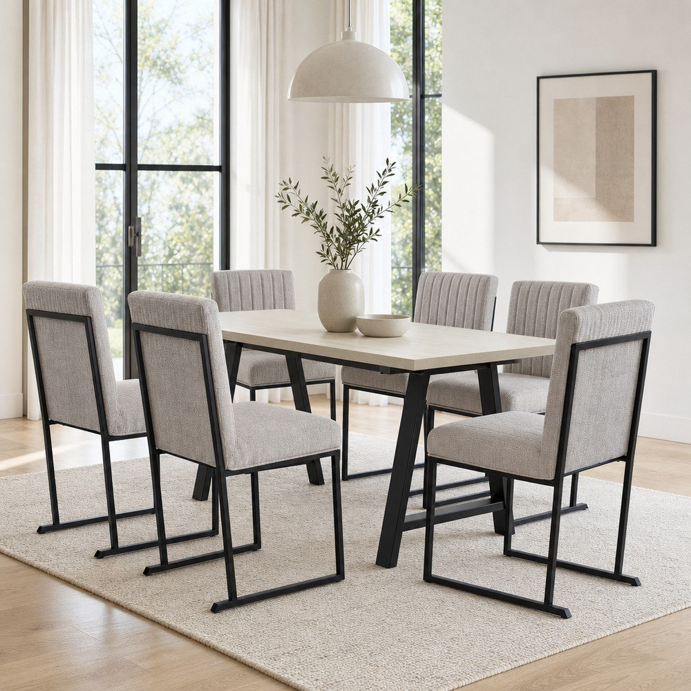 Iris 6-Seater A-Leg Dining Set-hbxfurniture-diningtablesandsets-diningsets-sixseater-image-1