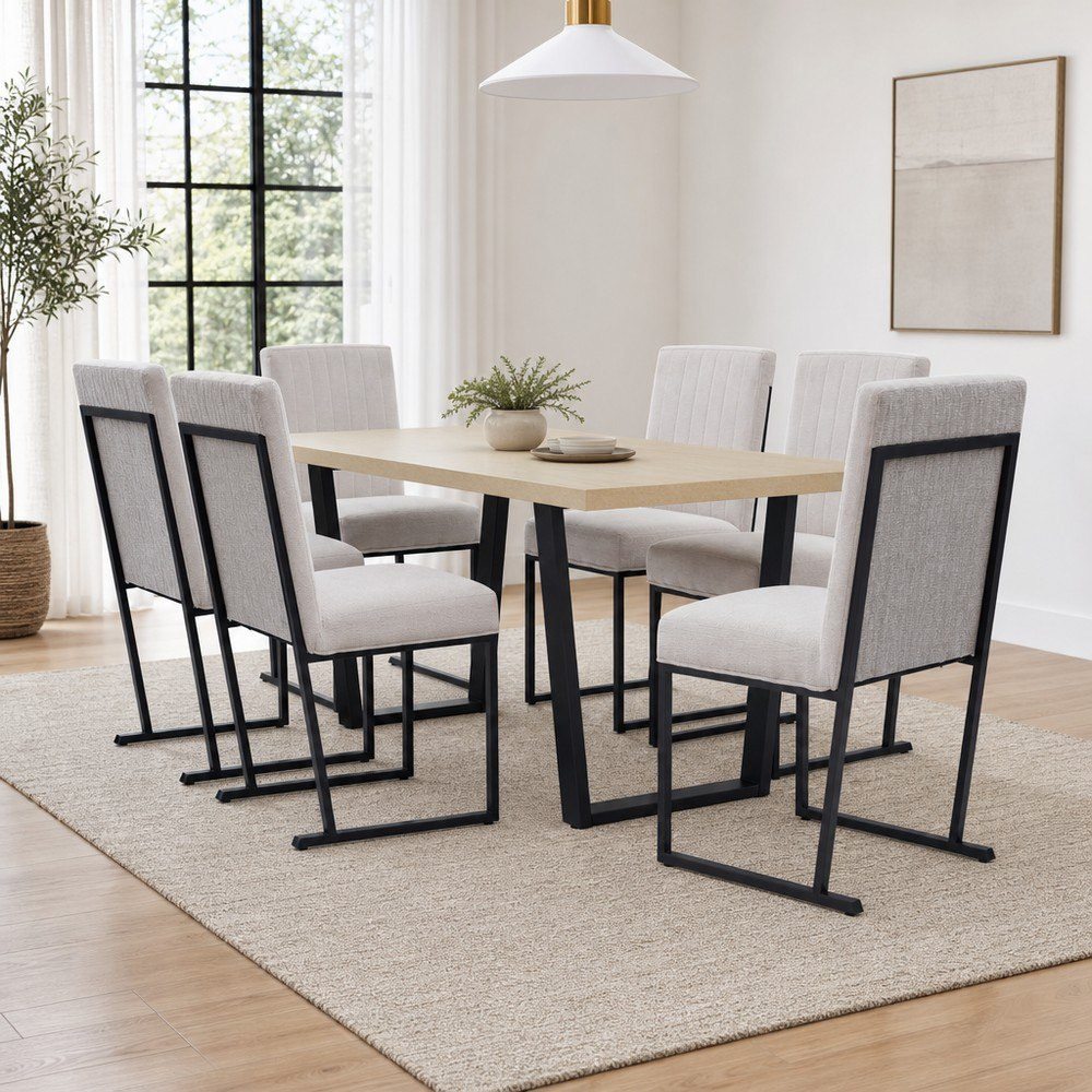 Iris 6-Seater U-Leg Dining Set-hbxfurniture-diningtablesandsets-diningsets-sixseater-image-1