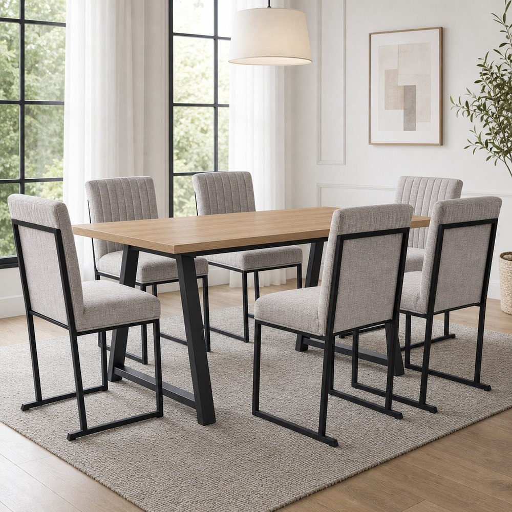 Iris 6-Seater A-Leg Dining Set-hbxfurniture-diningtablesandsets-diningsets-sixseater-image-1