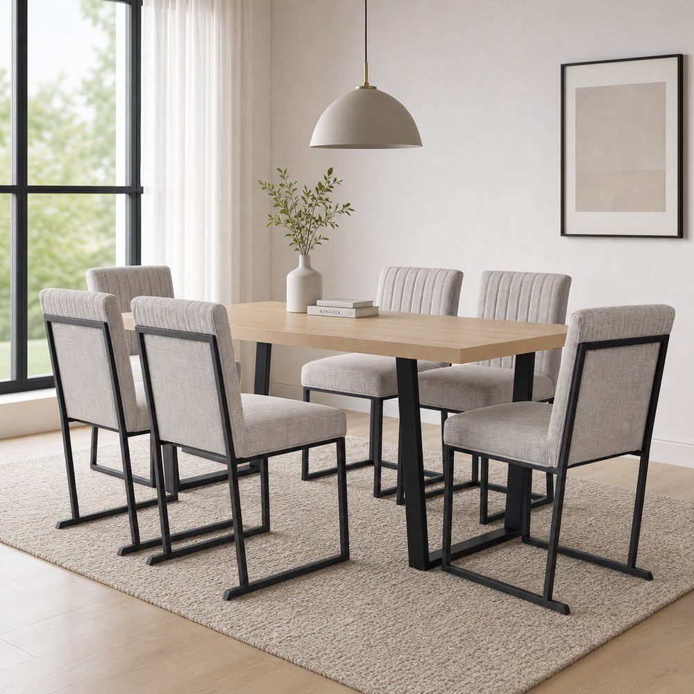 Iris 6-Seater U-Leg Dining Set-hbxfurniture-diningtablesandsets-diningsets-sixseater-image-1