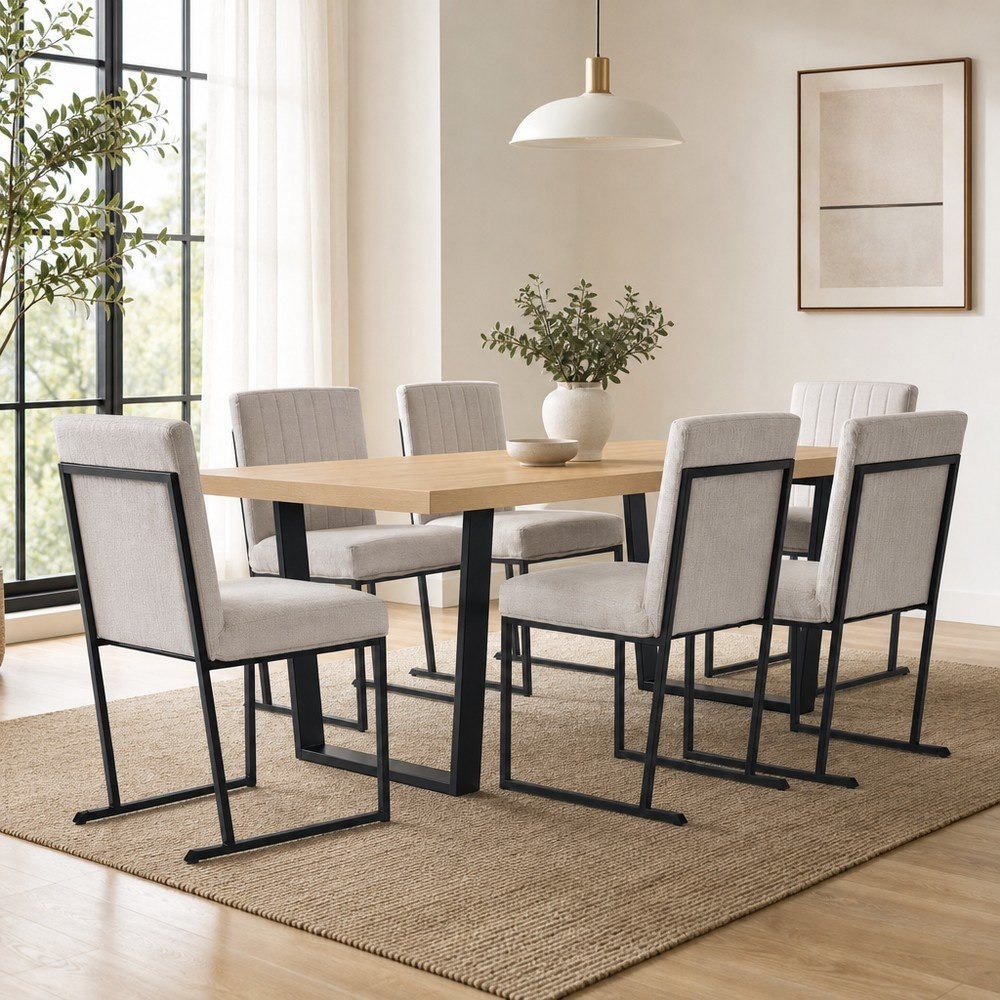 Iris 6-Seater U-Leg Dining Set-hbxfurniture-diningtablesandsets-diningsets-sixseater-image-1