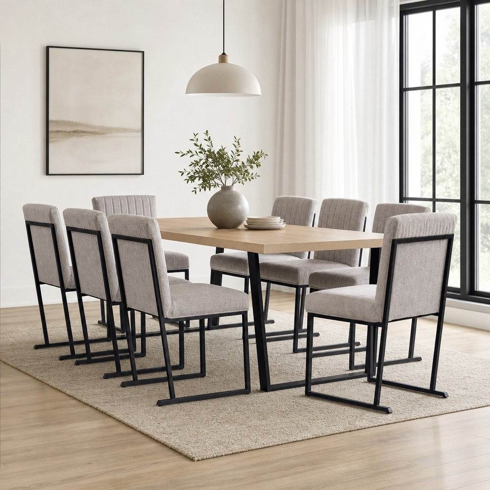 طقم سفرة 8 مقاعد بقاعدة U من أيريس-hbxfurniture-diningtablesandsets-diningsets-eightseater-image-1