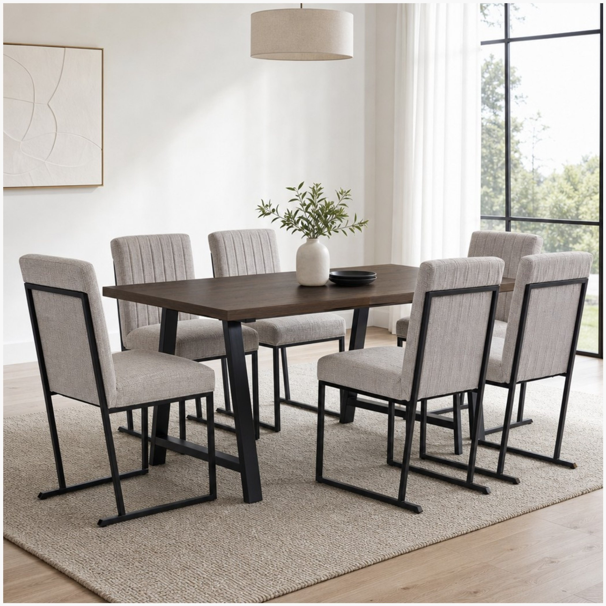 Iris 6-Seater  A-Leg Dining Set-hbxfurniture-diningtablesandsets-diningsets-sixseater-image-1