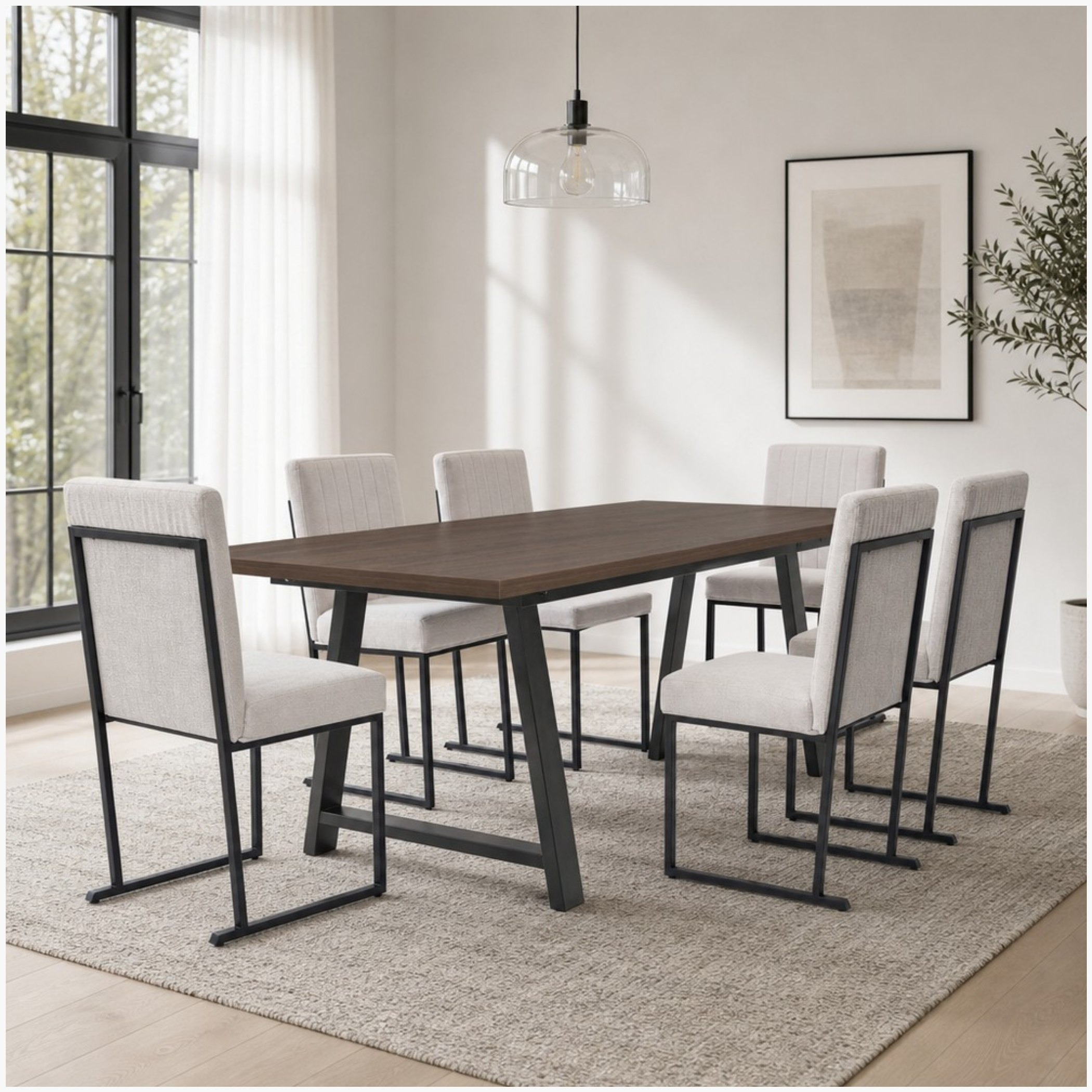 Iris 6-Seater A-Leg Dining Set-hbxfurniture-diningtablesandsets-diningsets-sixseater-image-1