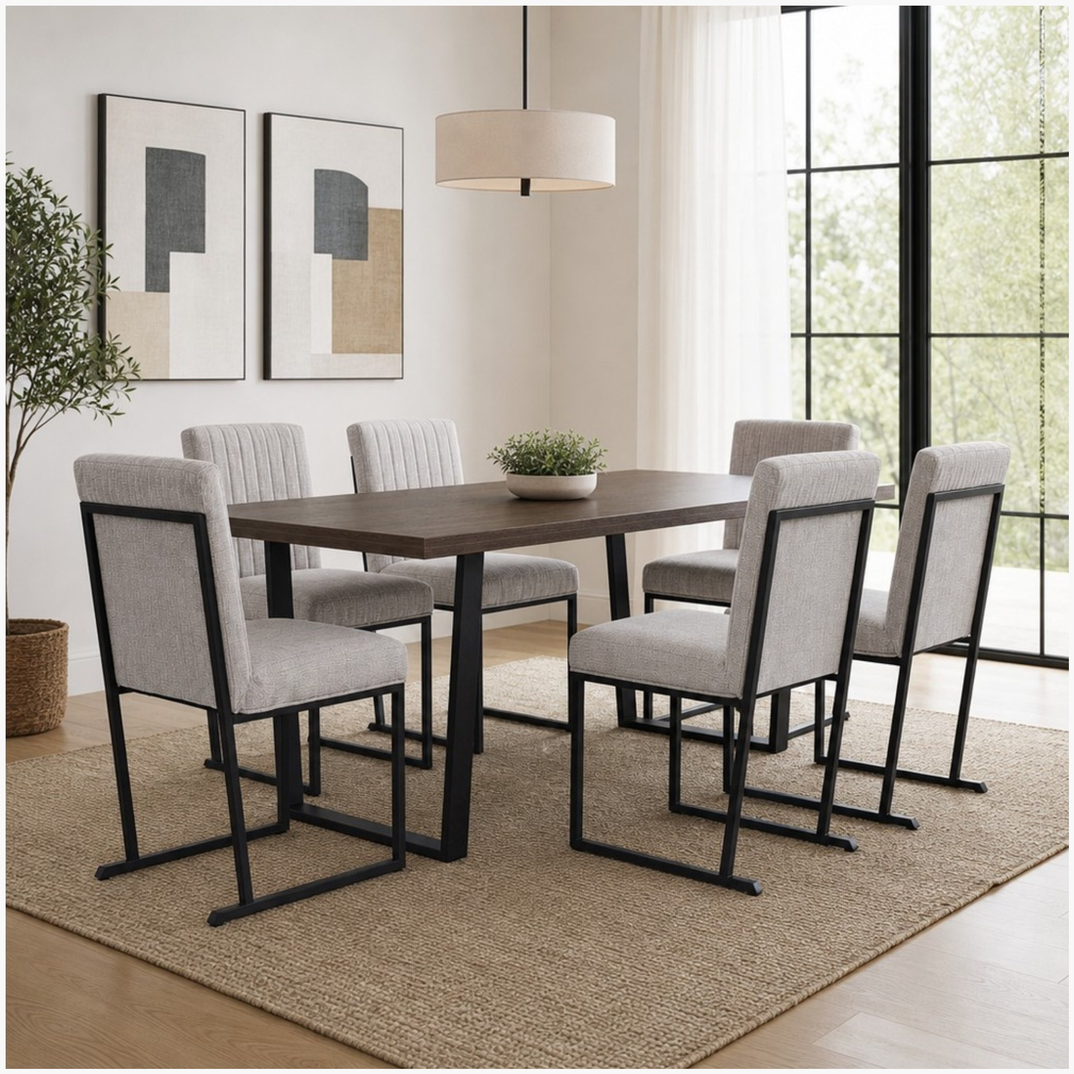 Iris 6-Seater U-Leg Dining Set-hbxfurniture-diningtablesandsets-diningsets-sixseater-image-1