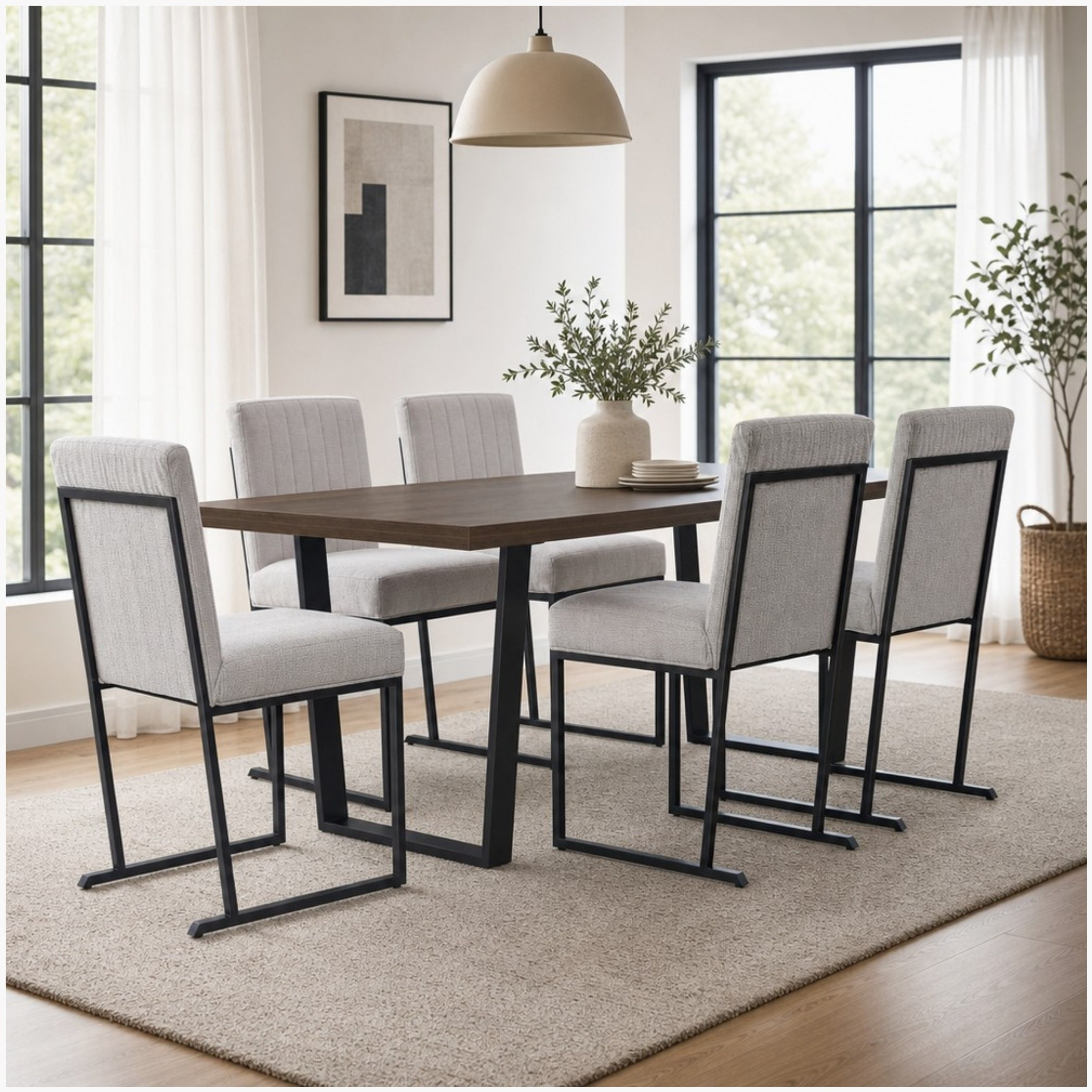 Iris 6-Seater U-Leg Dining Set-hbxfurniture-diningtablesandsets-diningsets-sixseater-image-1