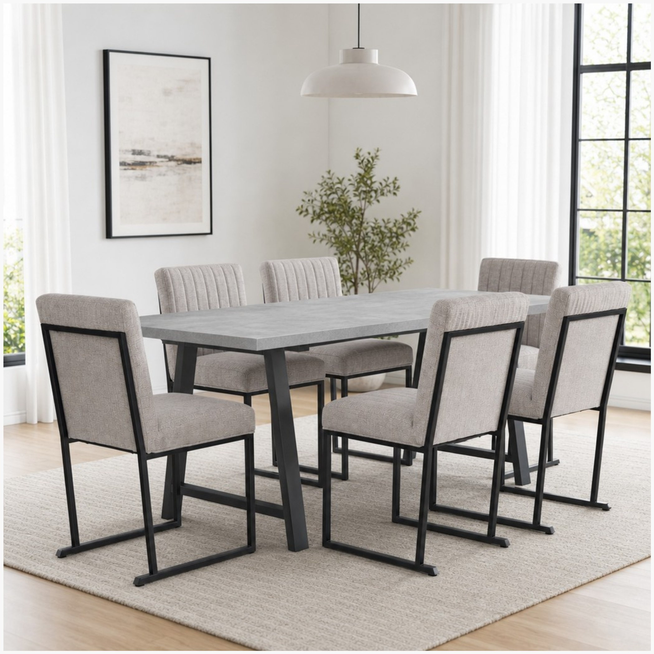 Iris 6-Seater A-Leg Dining Set-hbxfurniture-diningtablesandsets-diningsets-sixseater-image-1