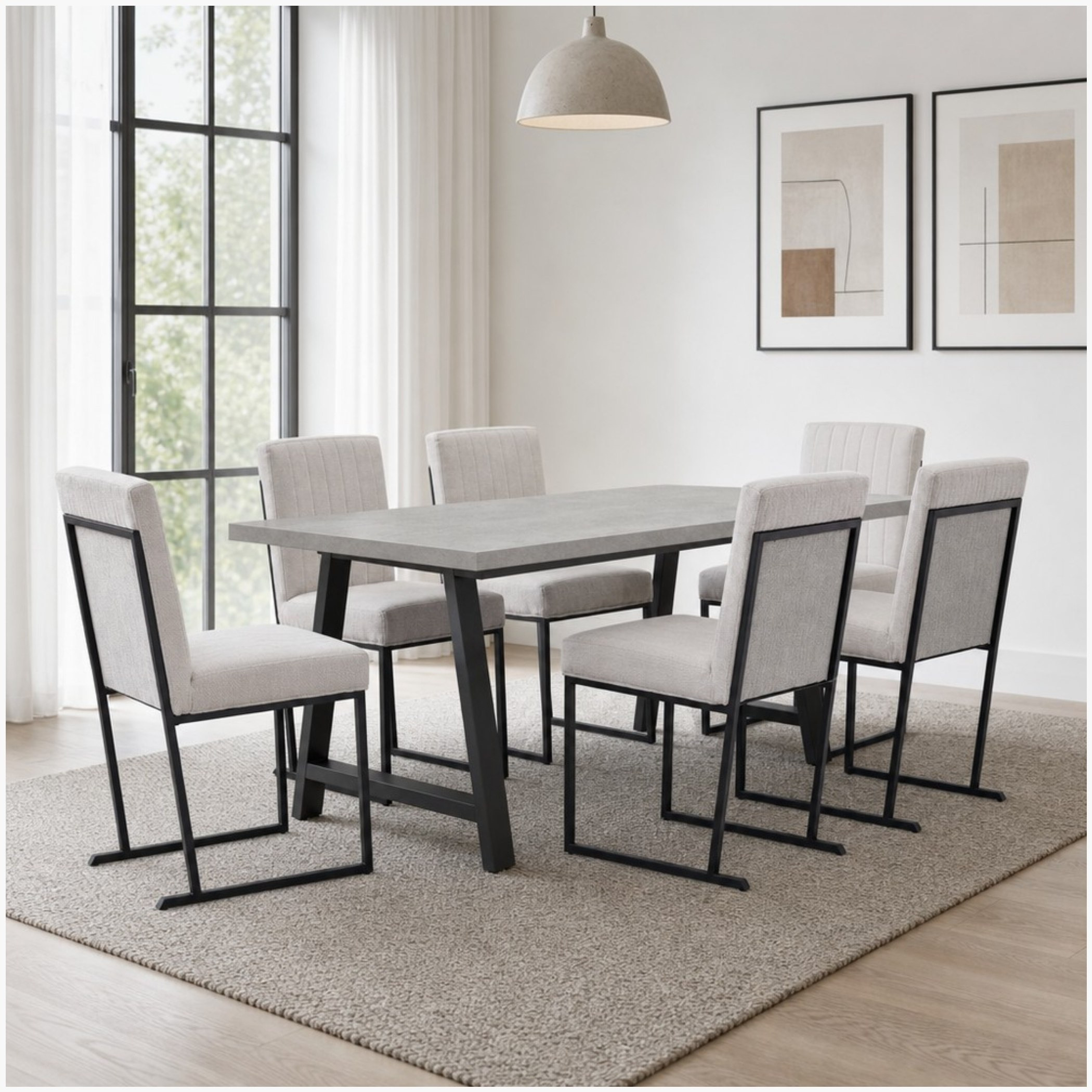 Iris 6-Seater A-Leg Dining Set-hbxfurniture-diningtablesandsets-diningsets-sixseater-image-1