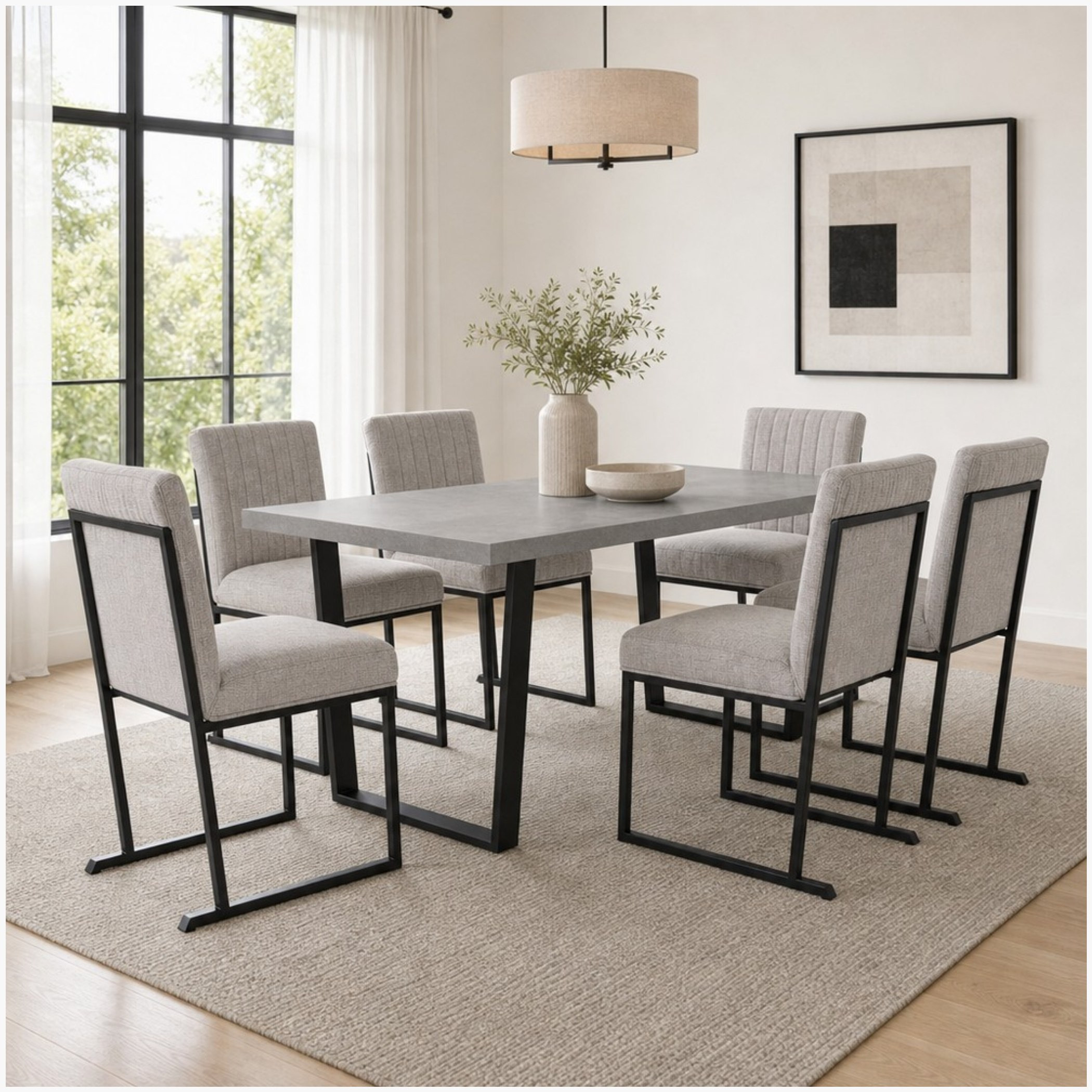 Iris 6-Seater U-Leg Dining Set-hbxfurniture-diningtablesandsets-diningsets-sixseater-image-1