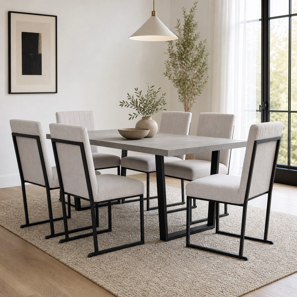 Iris 6-Seater U-Leg Dining Set-hbxfurniture-diningtablesandsets-diningsets-sixseater-image-1