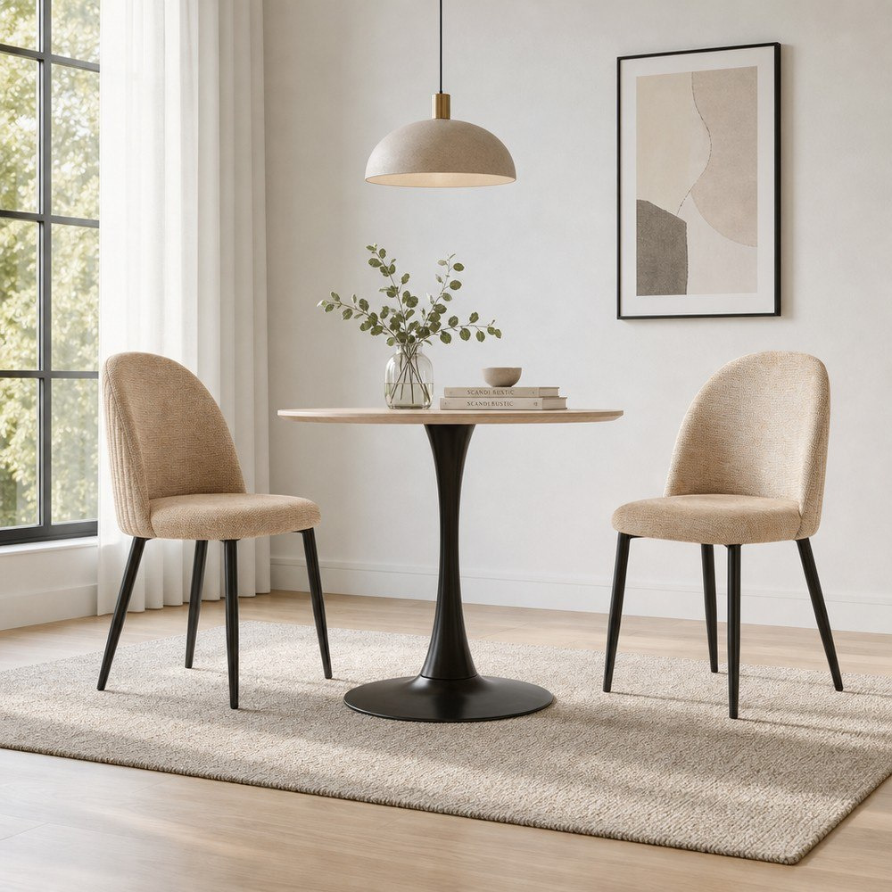 طقم سفرة مستدير من الحجر الملبد بمقعدين من إلفيس ويلويك-hbxfurniture-diningtablesandsets-diningsets-twoseater-image-1