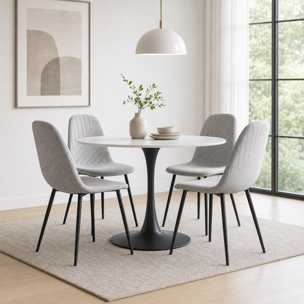 Elvis Finland 4-Seater Round Sintered Stone Dining Set-hbxdiningroom-diningtablesandsets-diningsets-fourseater-image-1
