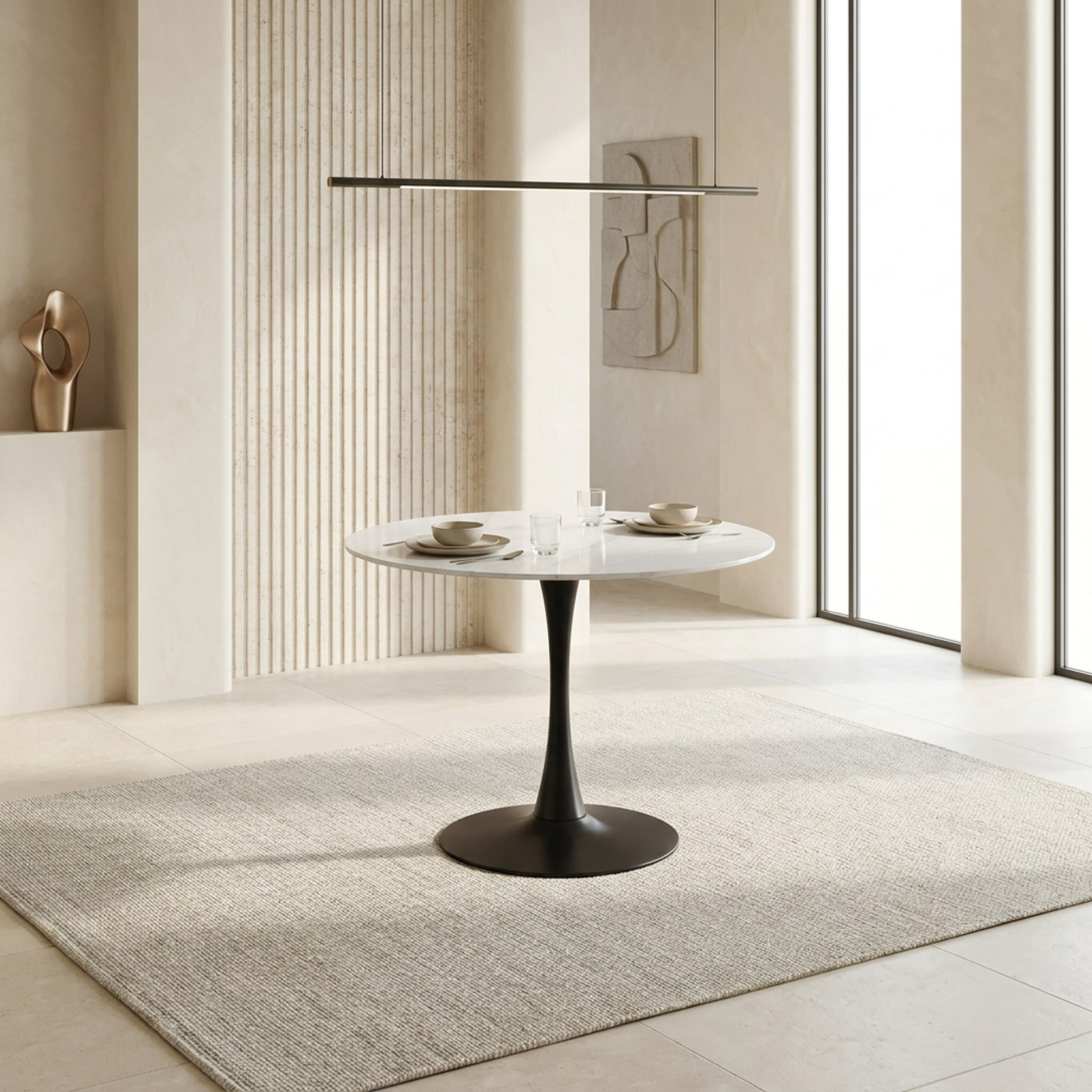 Elvis Finland 4-Seater Round Sintered Stone Dining Set-hbxdiningroom-diningtablesandsets-diningsets-fourseater-image-2
