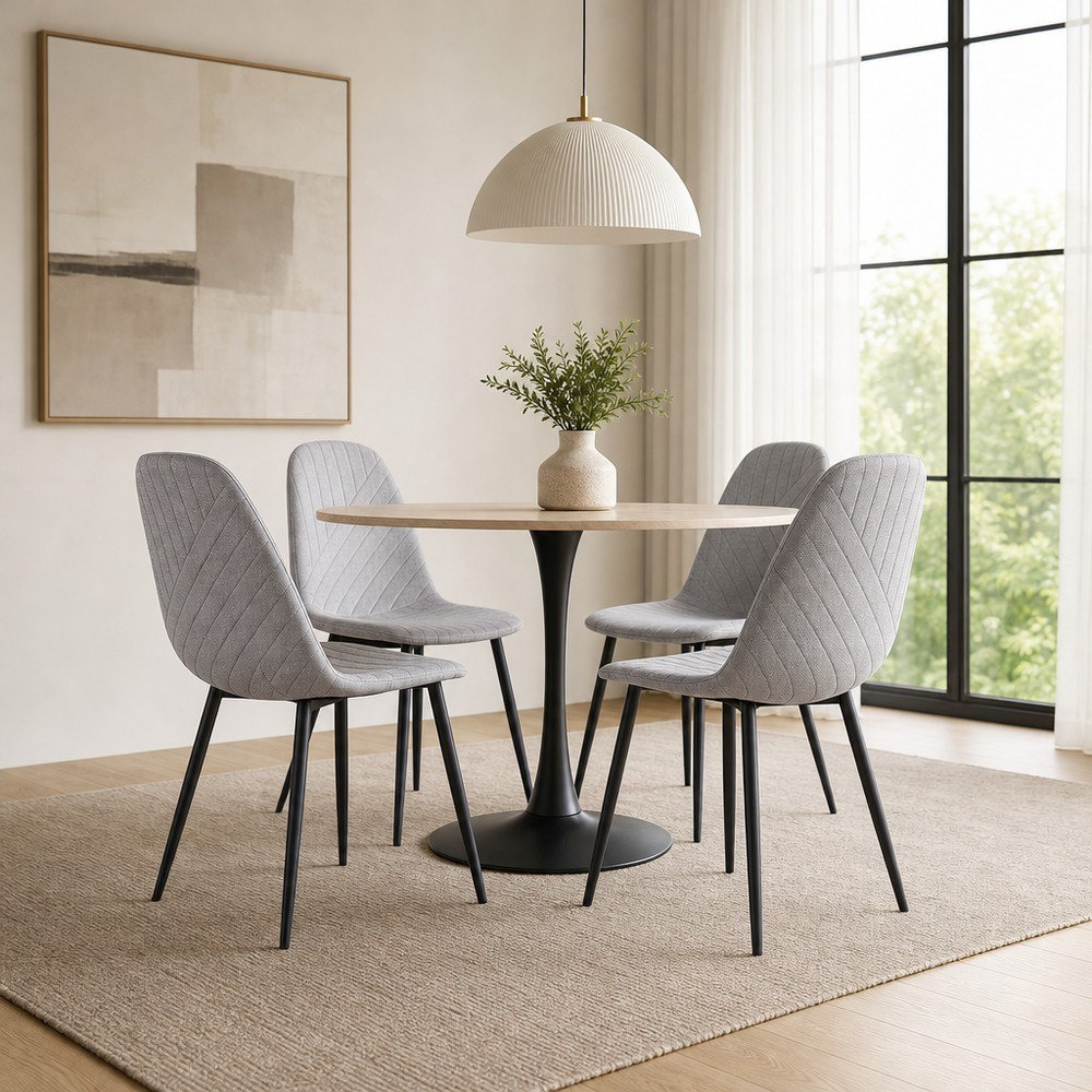 Elvis Finland 4-Seater Round Sintered Stone Dining Set-hbxdiningroom-diningtablesandsets-diningsets-fourseater-image-1