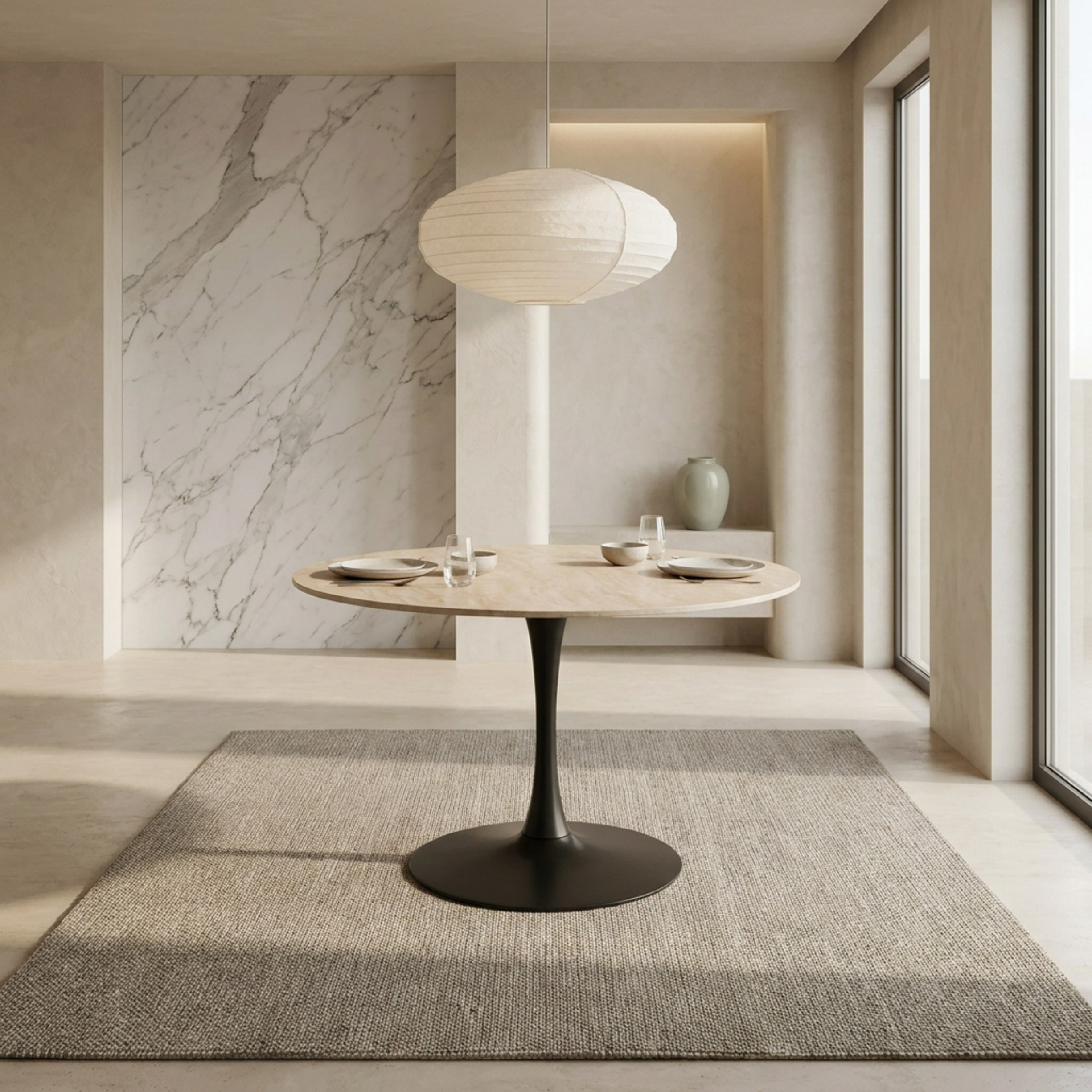 Elvis Finland 4-Seater Round Sintered Stone Dining Set-hbxdiningroom-diningtablesandsets-diningsets-fourseater-image-2