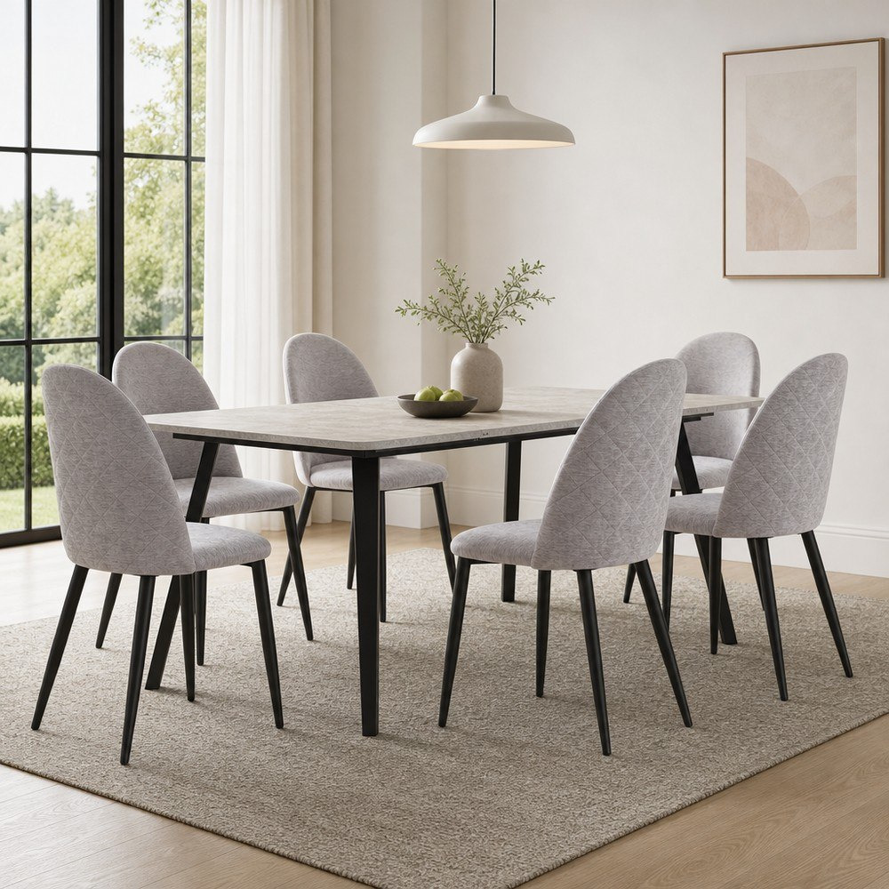 Tory Urban Welwick 6-Seater Extendable Dining Set-hbxfurniture-diningtablesandsets-diningsets-sixseater-image-1