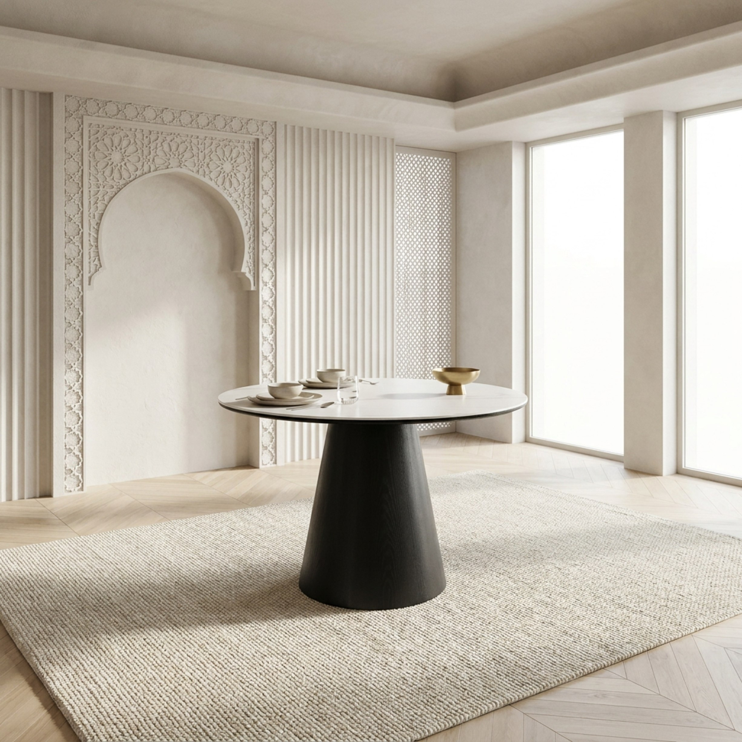 Gerald 4-Seater Round Sintered Stone Dining Set-hbxdiningroom-diningtablesandsets-diningsets-fourseater-image-2