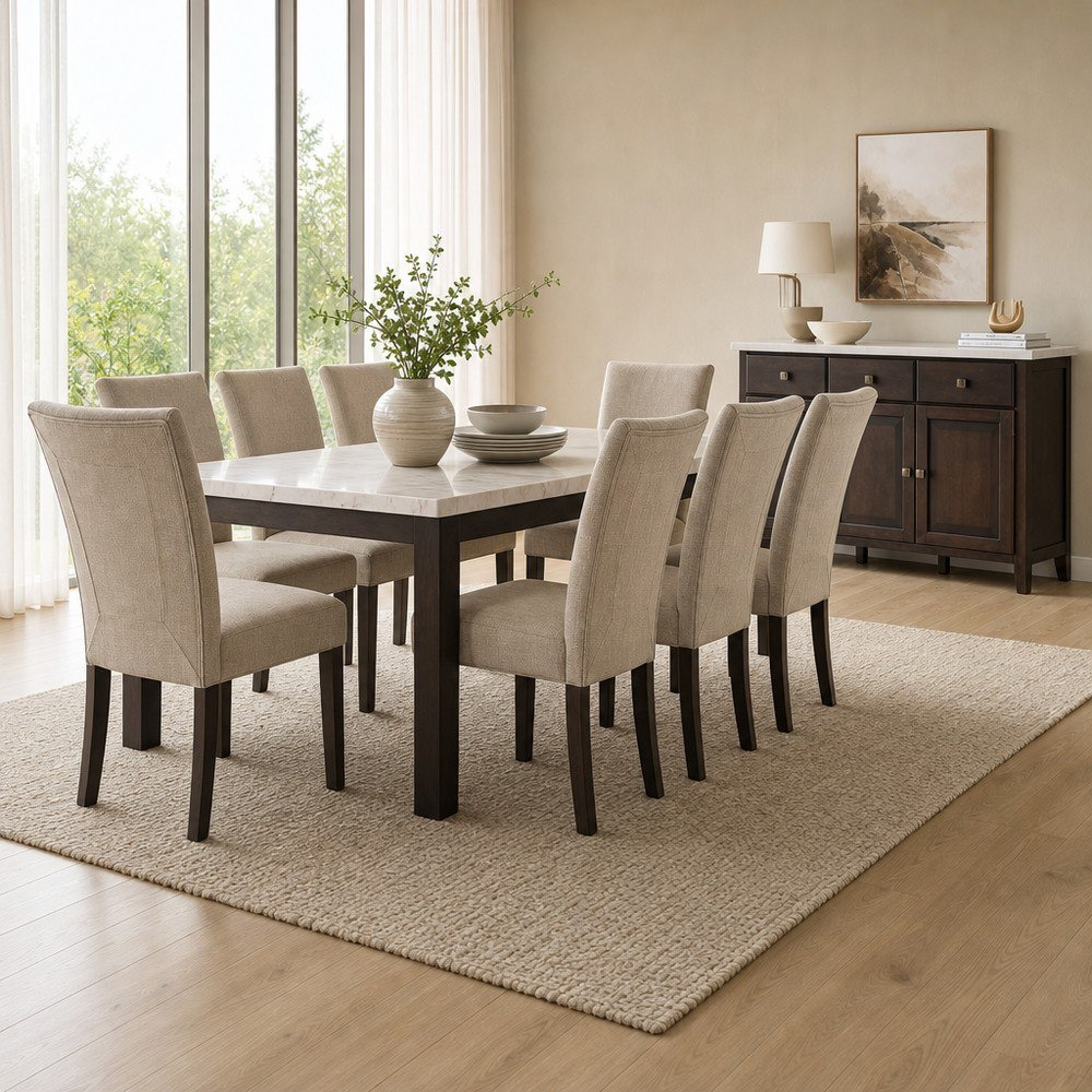 Orlando Genuine Marble Top 8-Seater Dining Table Set with Sideboard-hbxfurniture-diningtablesandsets-diningsets-eightseater-image-1