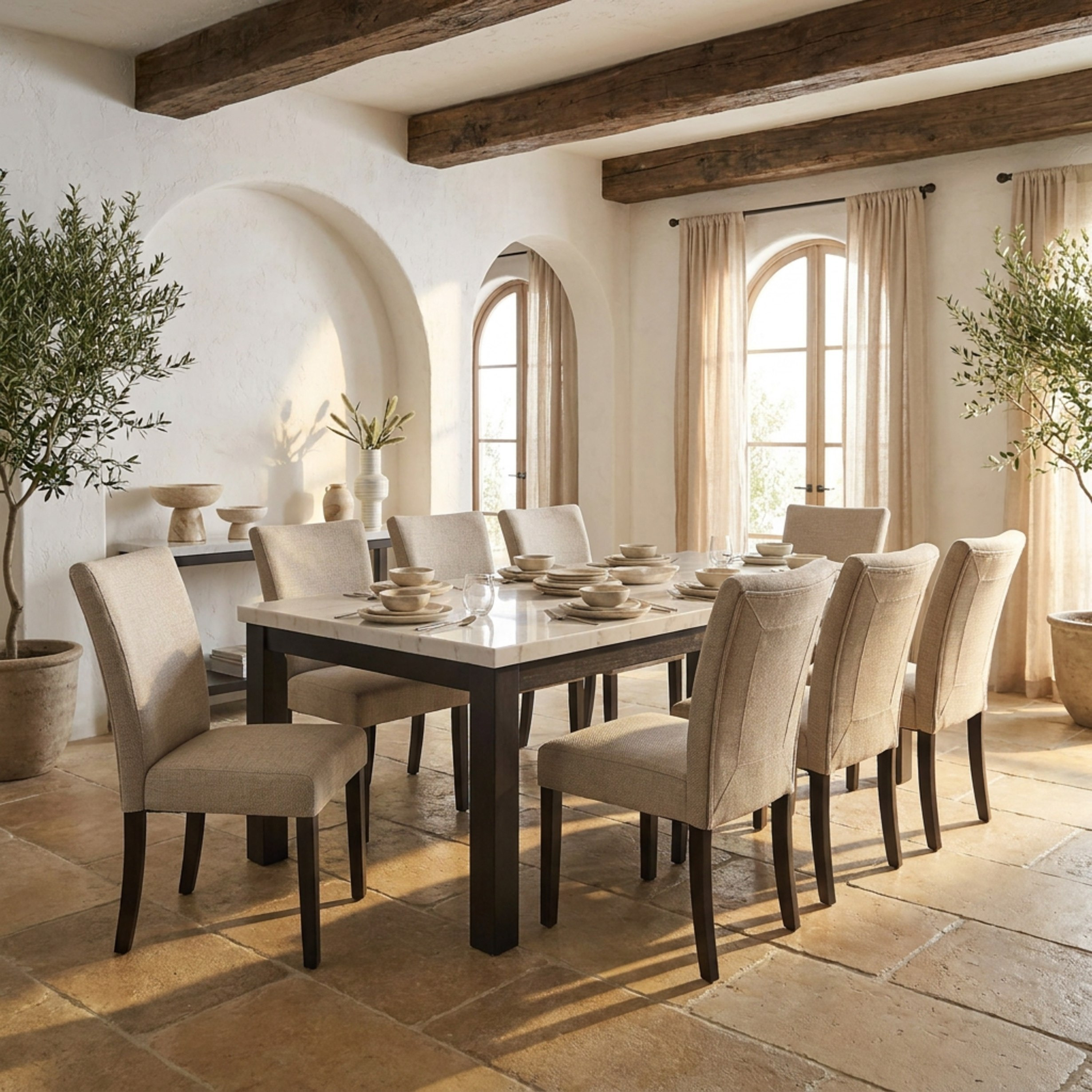 Orlando Genuine Marble Top 8-Seater Dining Table Set with Sideboard-hbxfurniture-diningtablesandsets-diningsets-eightseater-image-2