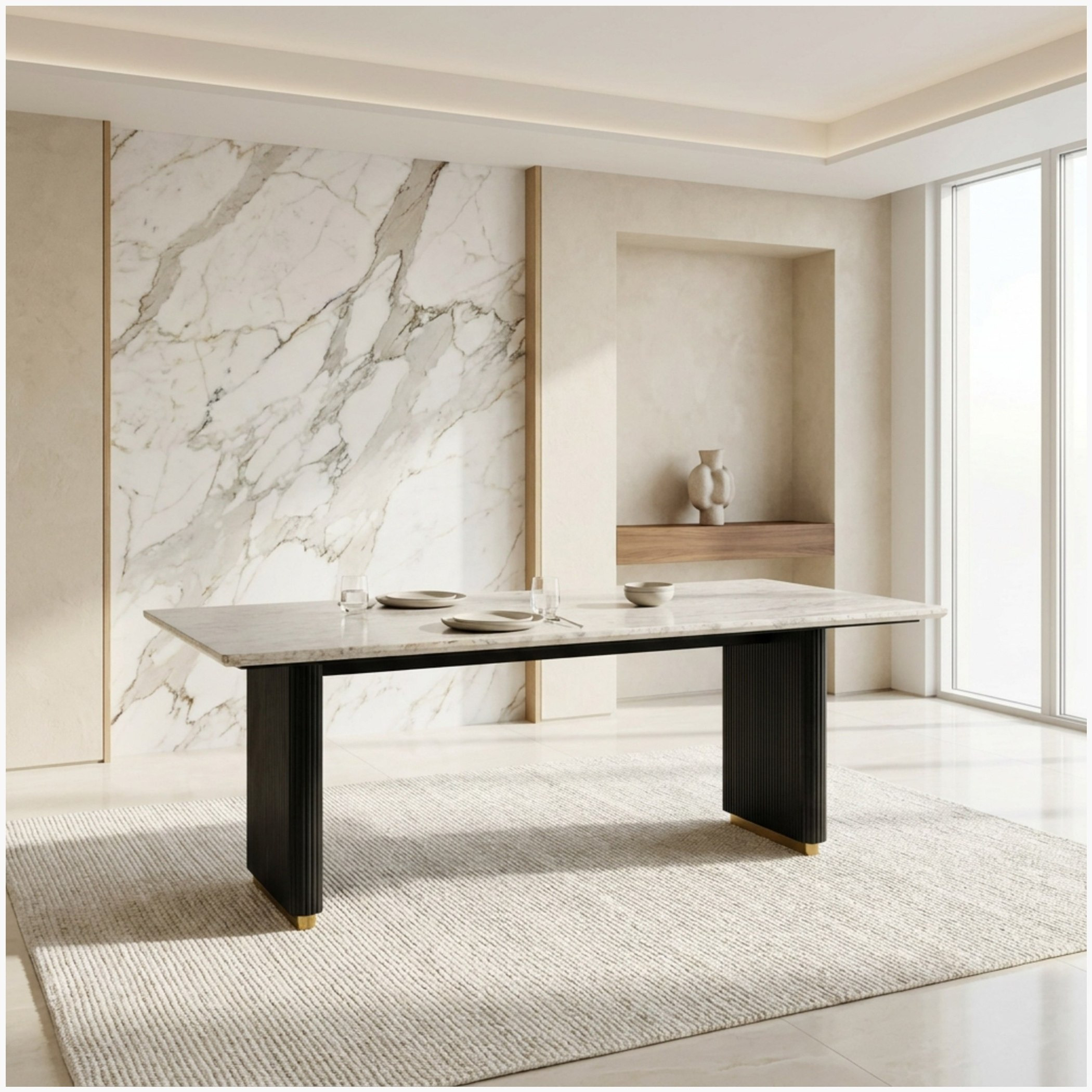 Cavon Fabio 8-Seater Genuine Marble Top Dining Set with Sideboard-hbxfurniture-diningtablesandsets-diningsets-eightseater-image-2