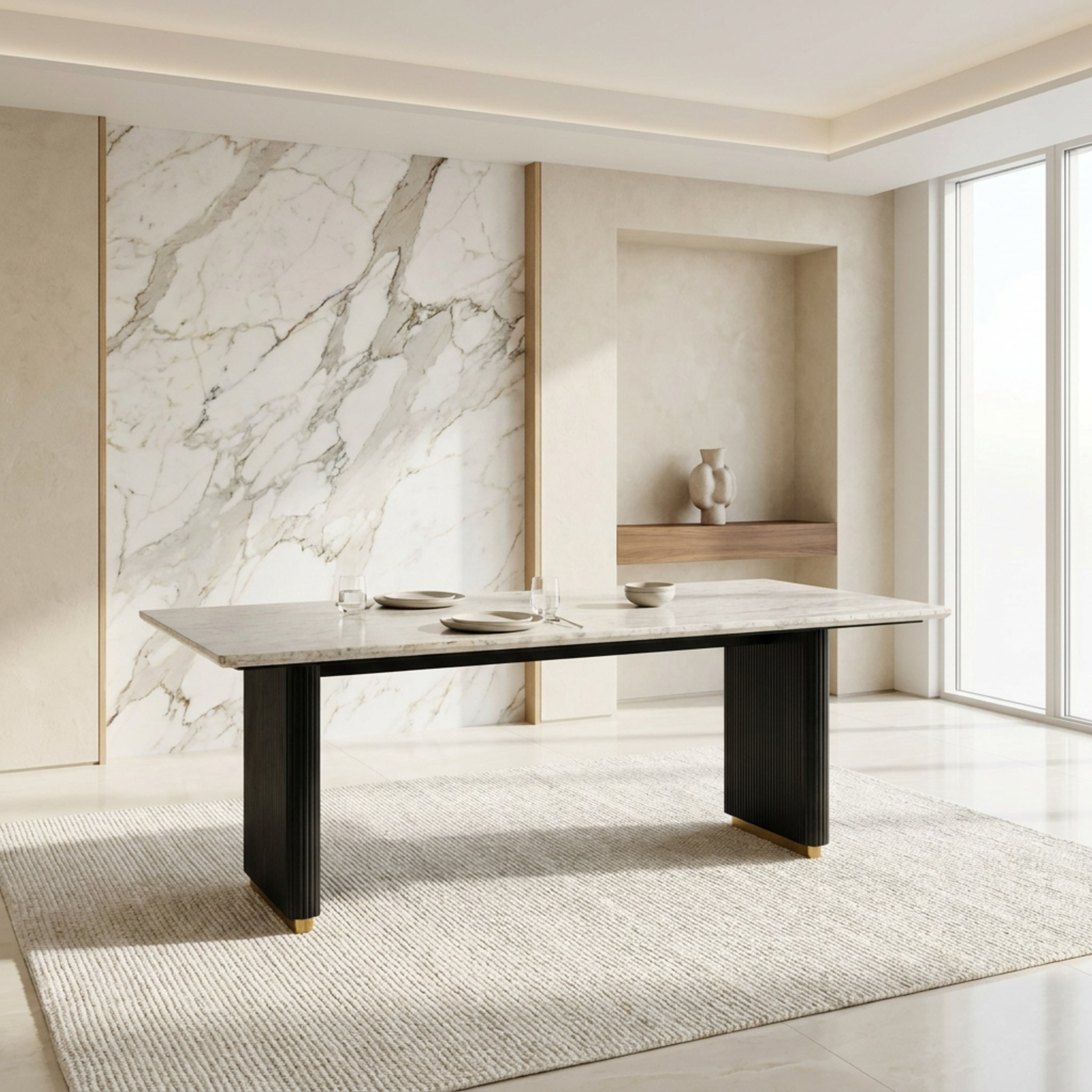 طقم طاولة سفرة 8 مقاعد بسطح من الرخام الطبيعي من كافون فابيو-hbxfurniture-diningtablesandsets-diningsets-eightseater-image-2