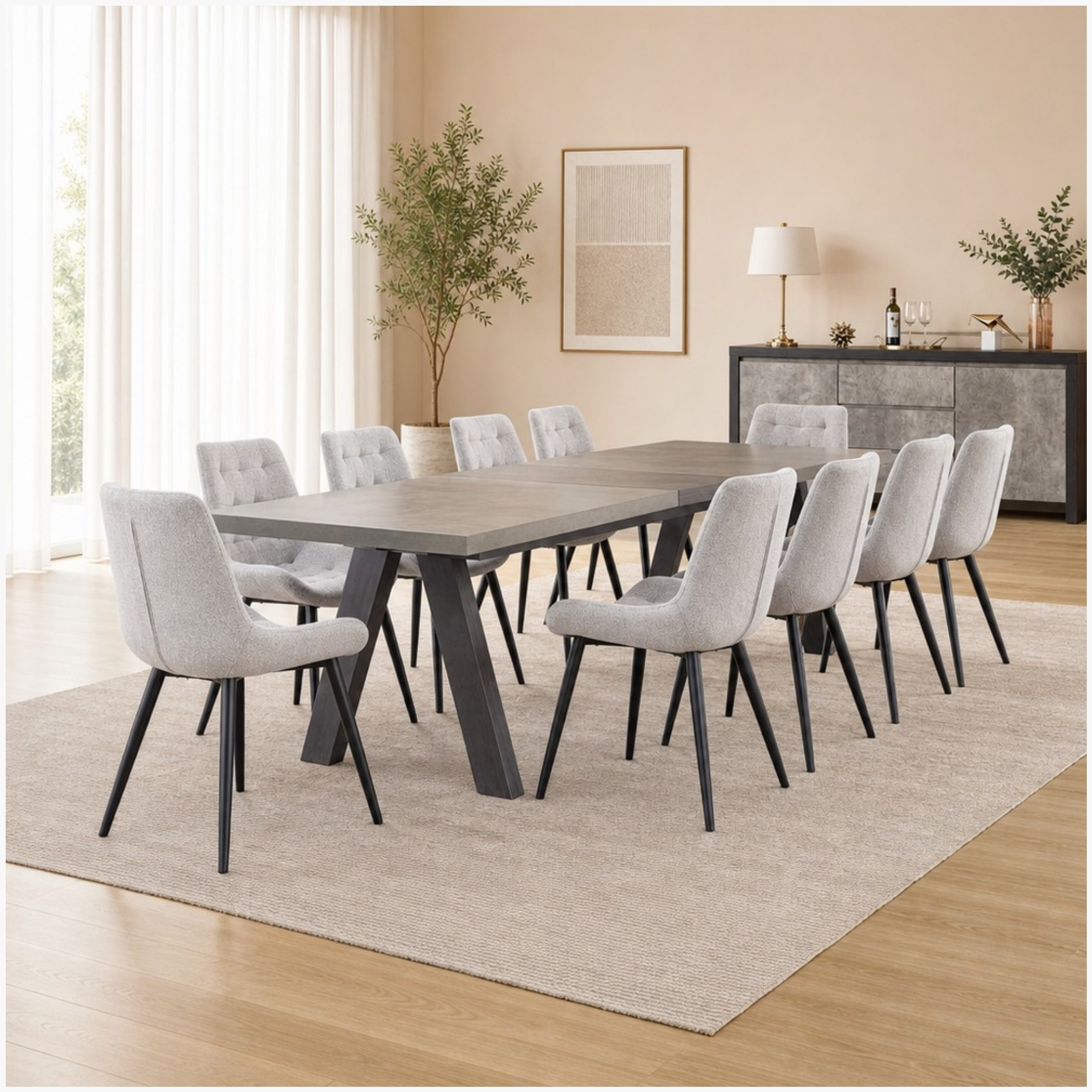 طقم سفرة 10 مقاعد مع خزانة جانبية من مانهاتن مونتانا نكست-hbxfurniture-diningroom-diningsets-tenseater-image-1