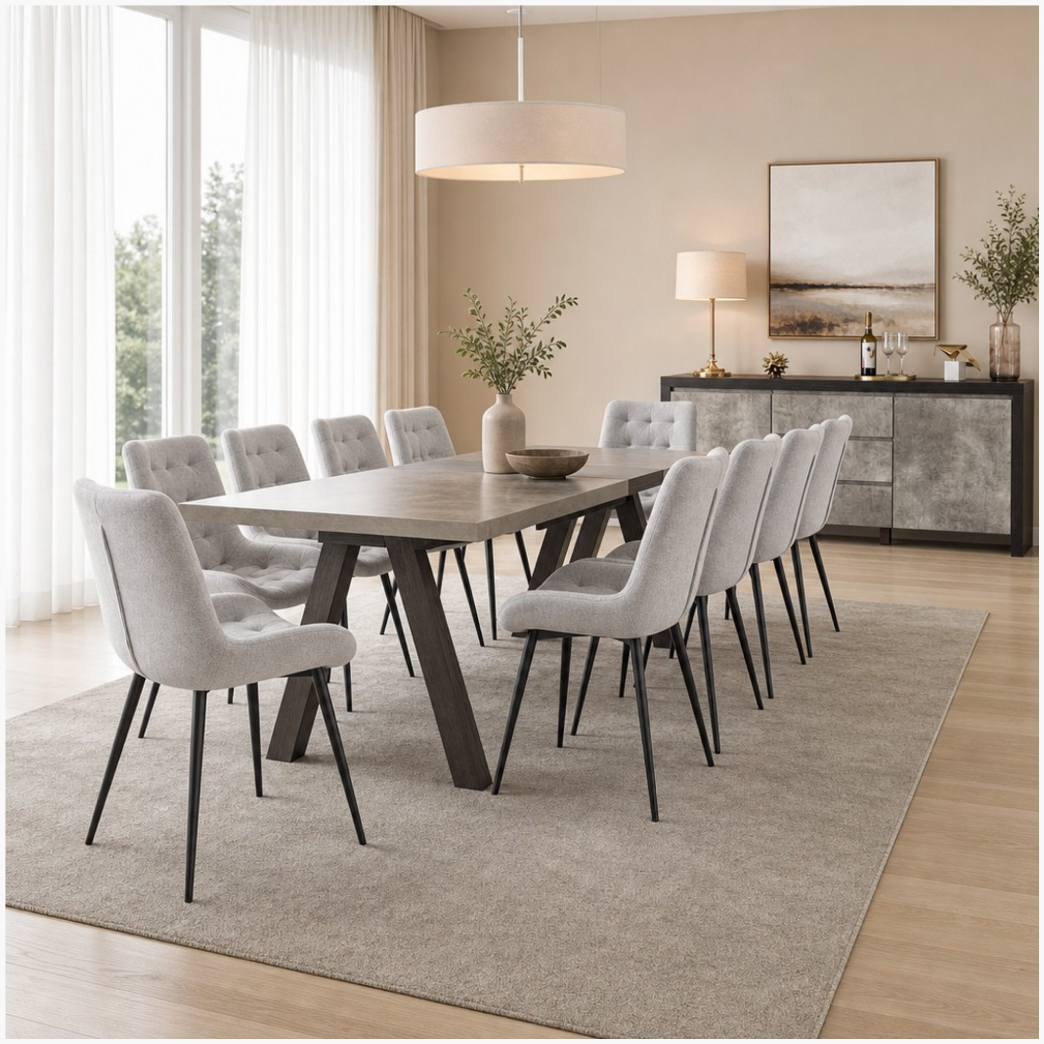 طقم طاولة سفرة 10 مقاعد مع طاولة بوفيه جانبية من مانهاتن مونتانا-hbxfurniture-diningroom-diningsets-tenseater-image-8