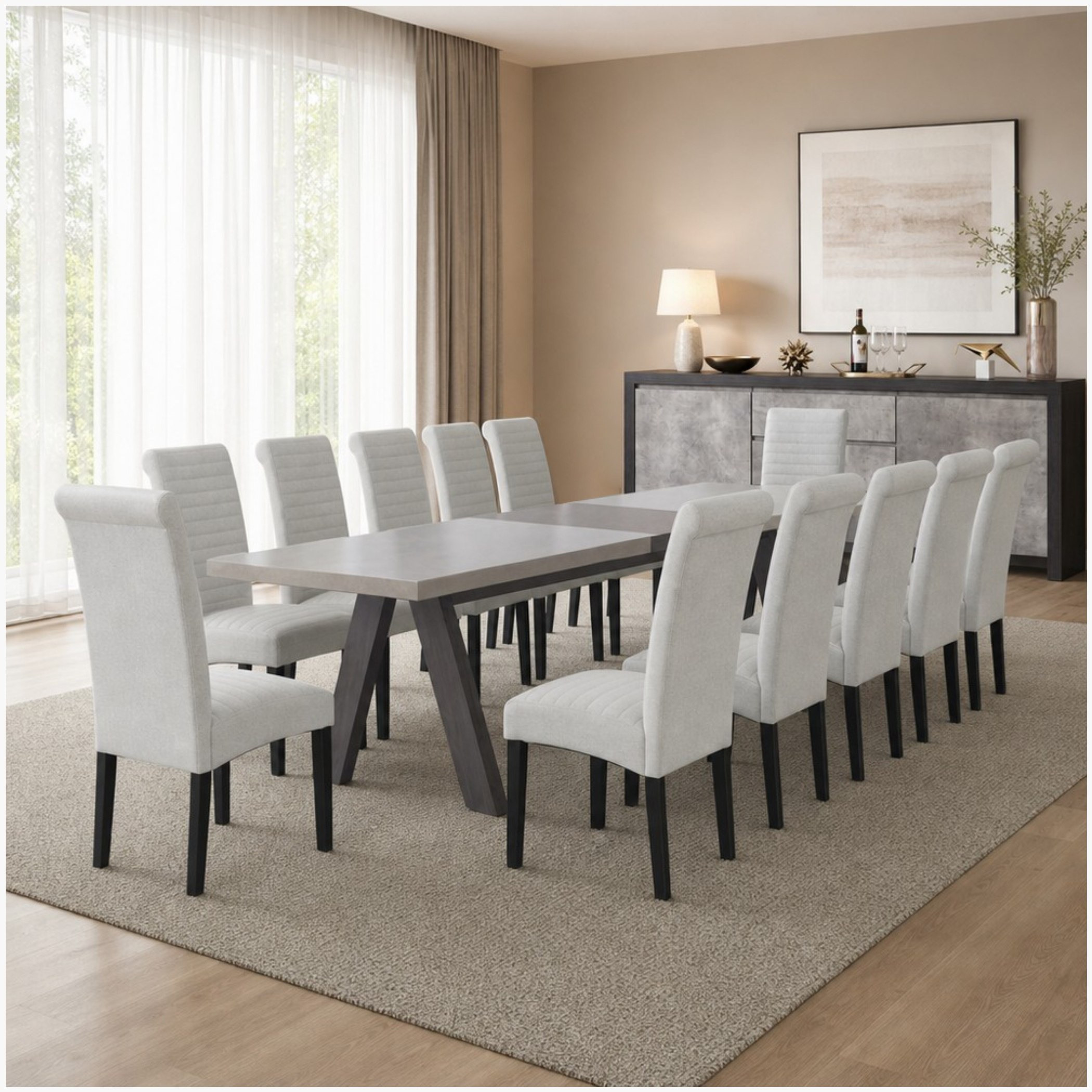 Manhattan Angelic 12-Seater Dining Set with Sideboard-hbxdiningroom-diningtablesandsets-diningsets-twelveseater-image-1