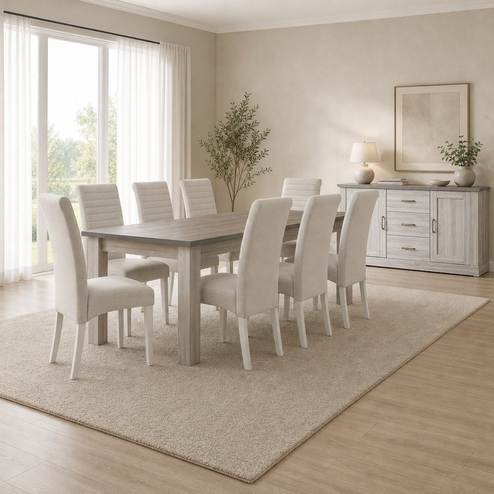 طقم سفرة 8 مقاعد مع خزانة جانبية من أنجيليك-hbxfurniture-diningtablesandsets-diningsets-eightseater-image-1