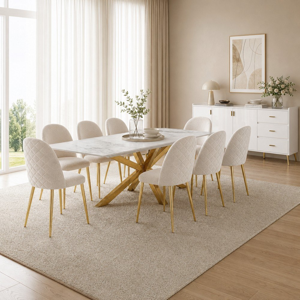 Welwick 8-Seater Sintered Stone Dining Set with Pearl 2 Meter Sideboard-hbxfurniture-diningtablesandsets-diningsets-eightseater-image-1