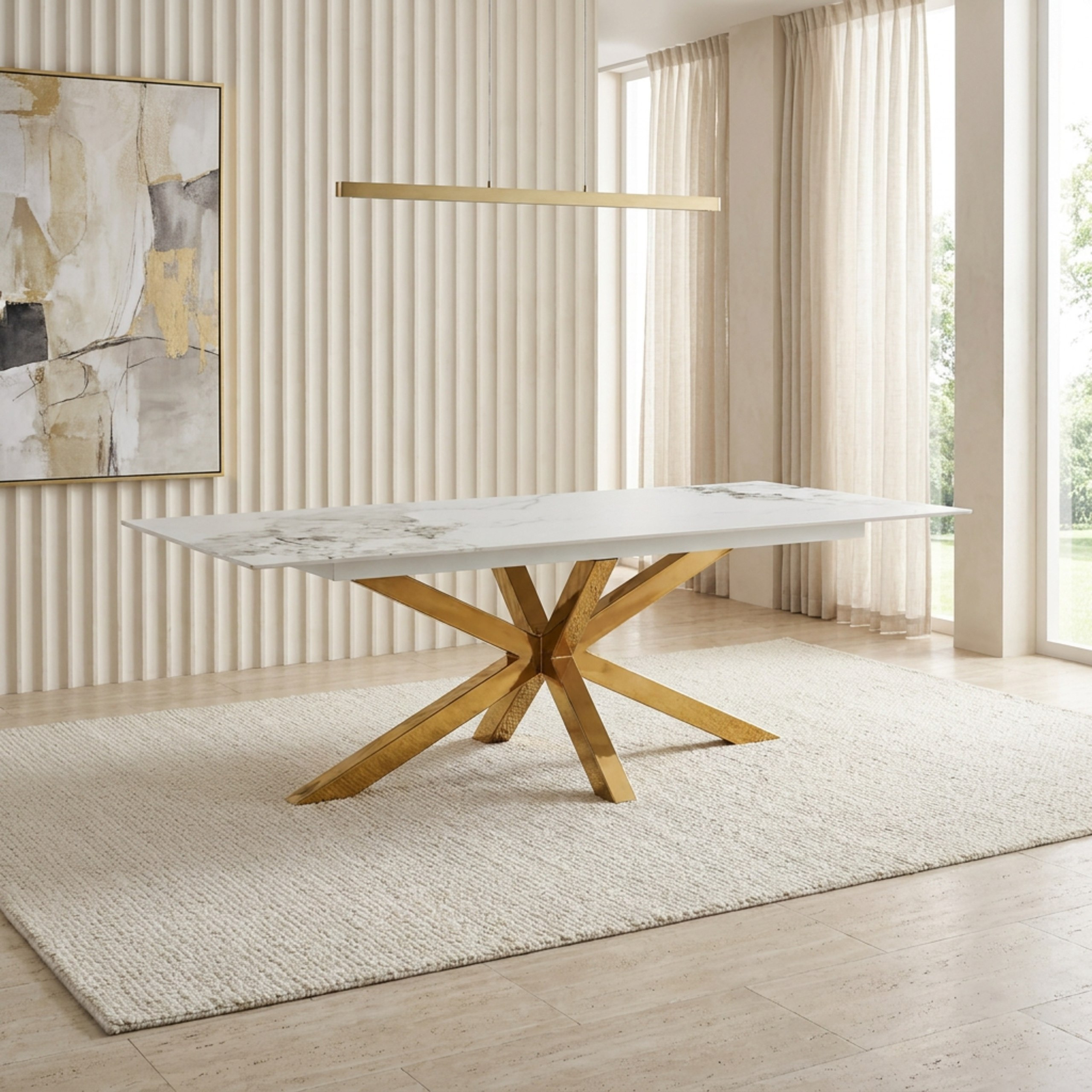 Welwick Winchester 8-Seater Sintered Stone Dining Set with Pearl 2 Metre Sideboard-hbxfurniture-diningtablesandsets-diningsets-eightseater-image-2
