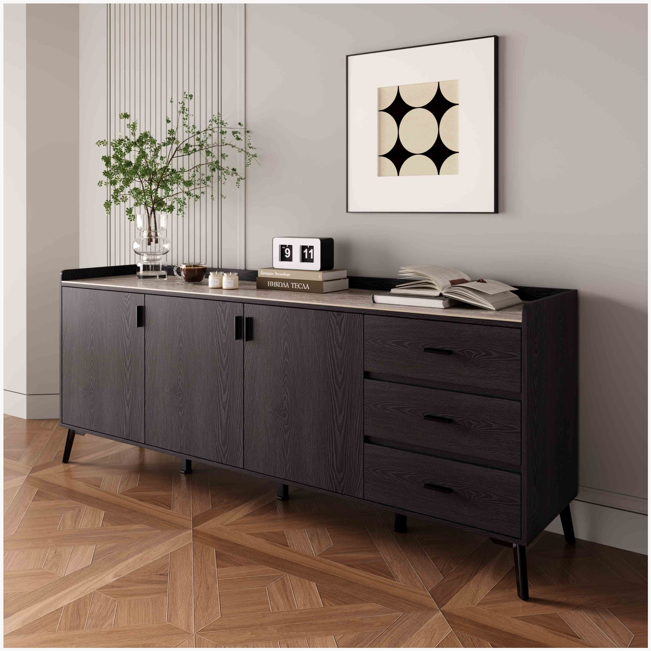 طقم سفرة 8 مقاعد بسطح حجر ملبد مع خزانة جانبية مارويل 2 متر من ويلويك بيليشيا نكست-hbxfurniture-diningtablesandsets-diningsets-eightseater-image-13
