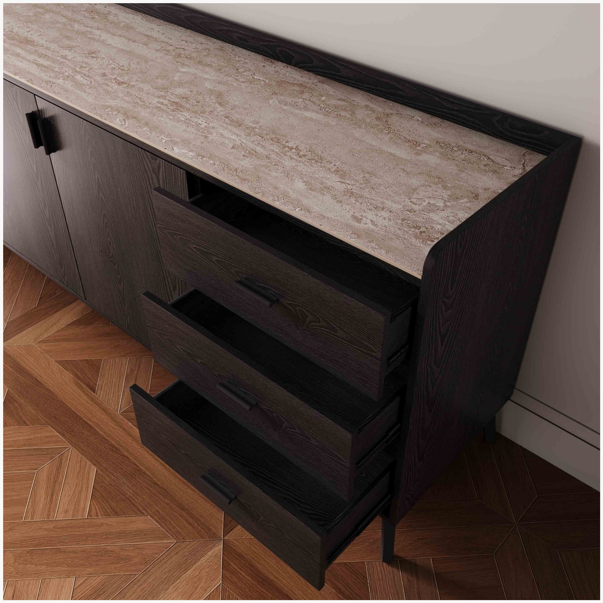 طقم سفرة 8 مقاعد بسطح حجر ملبد مع خزانة جانبية مارويل بطول 2 متر من ويلويك وينشستر نكست-hbxfurniture-diningtablesandsets-diningsets-eightseater-image-7