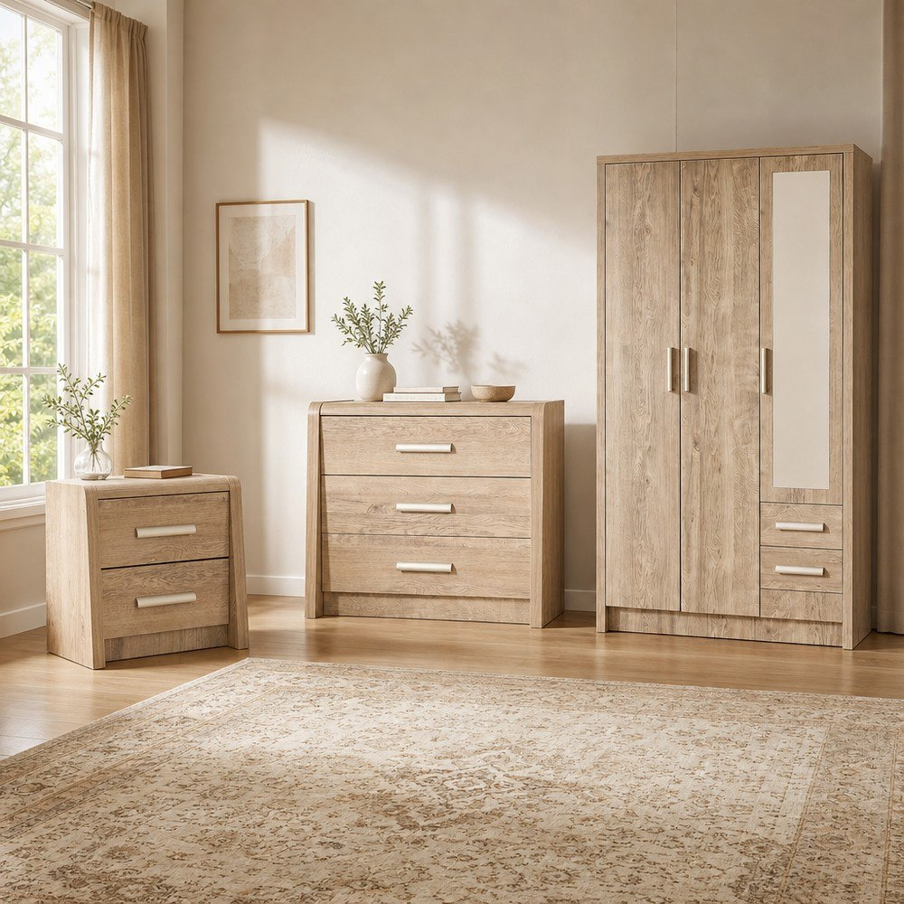 Curvy 3-Piece Young Bedroom Storage Package with 3-Door Wardrobe-hbxfurniture-kidsroom-kidsdressersandmirrors-image-1