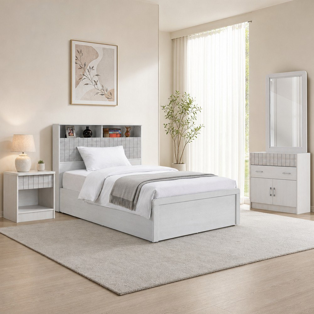 Movo-Liverpool Smart 4-Piece Single Bedroom Set - 90x200 cm-hbxkidsandyouth-bedsandbedsets-bedroomsets-single-image-1
