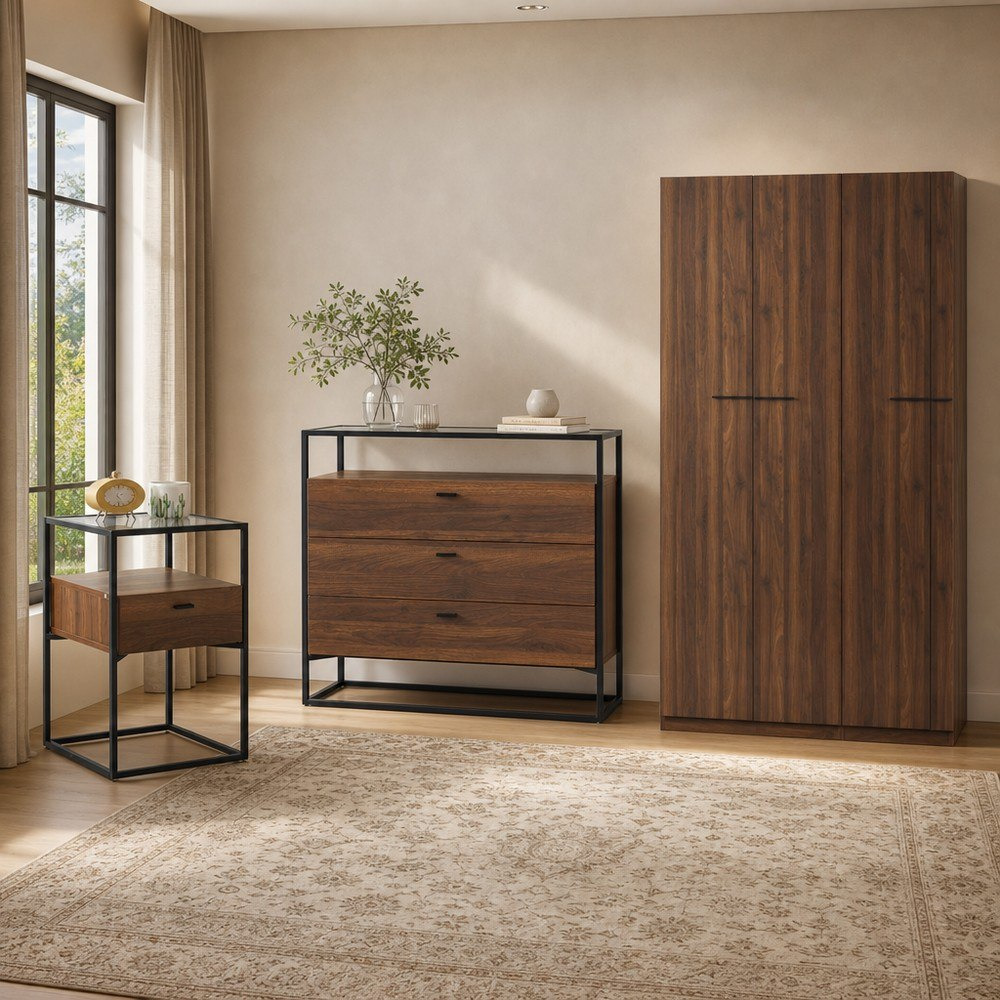 طقم غرفة نوم للشباب مع تخزين 3 قطع من روبي-hbxfurniture-kidsroom-kidsdressersandmirrors-image-1