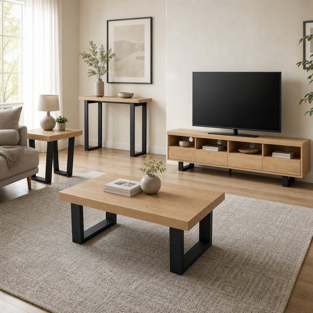 طقم وحدة تلفزيون مع طاولة مركزية وطاولة جانبية وطاولة كونسول من آيريس-hbxfurniture-livingroom-tvandmediaunits-image-1